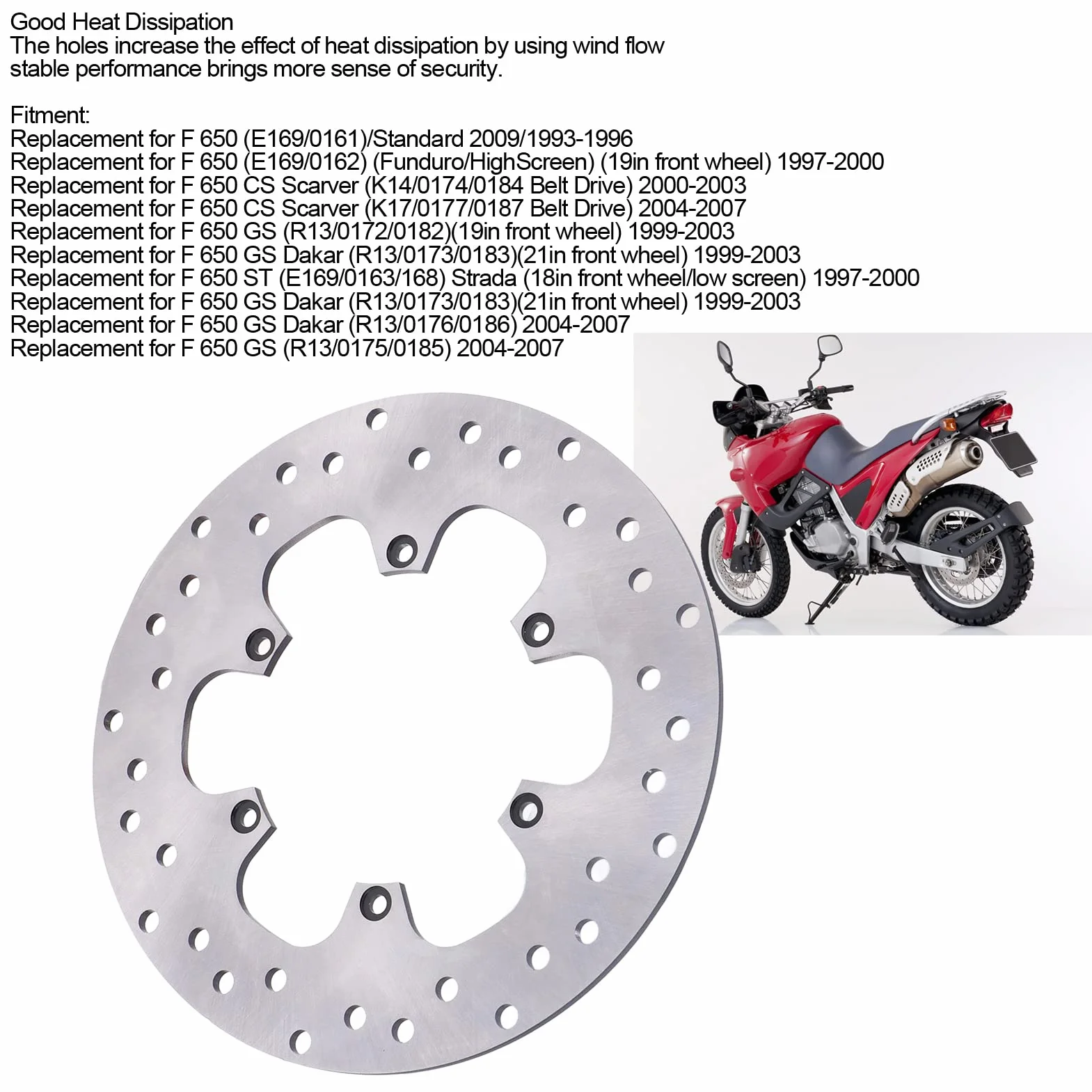Disco de Freno Trasero, Yosoo Repuesto de Accesorios de Motocicleta Rotor de Disco de Freno Trasero para F650 F650GS DAKAR F650CS F650ST Strada G650GS