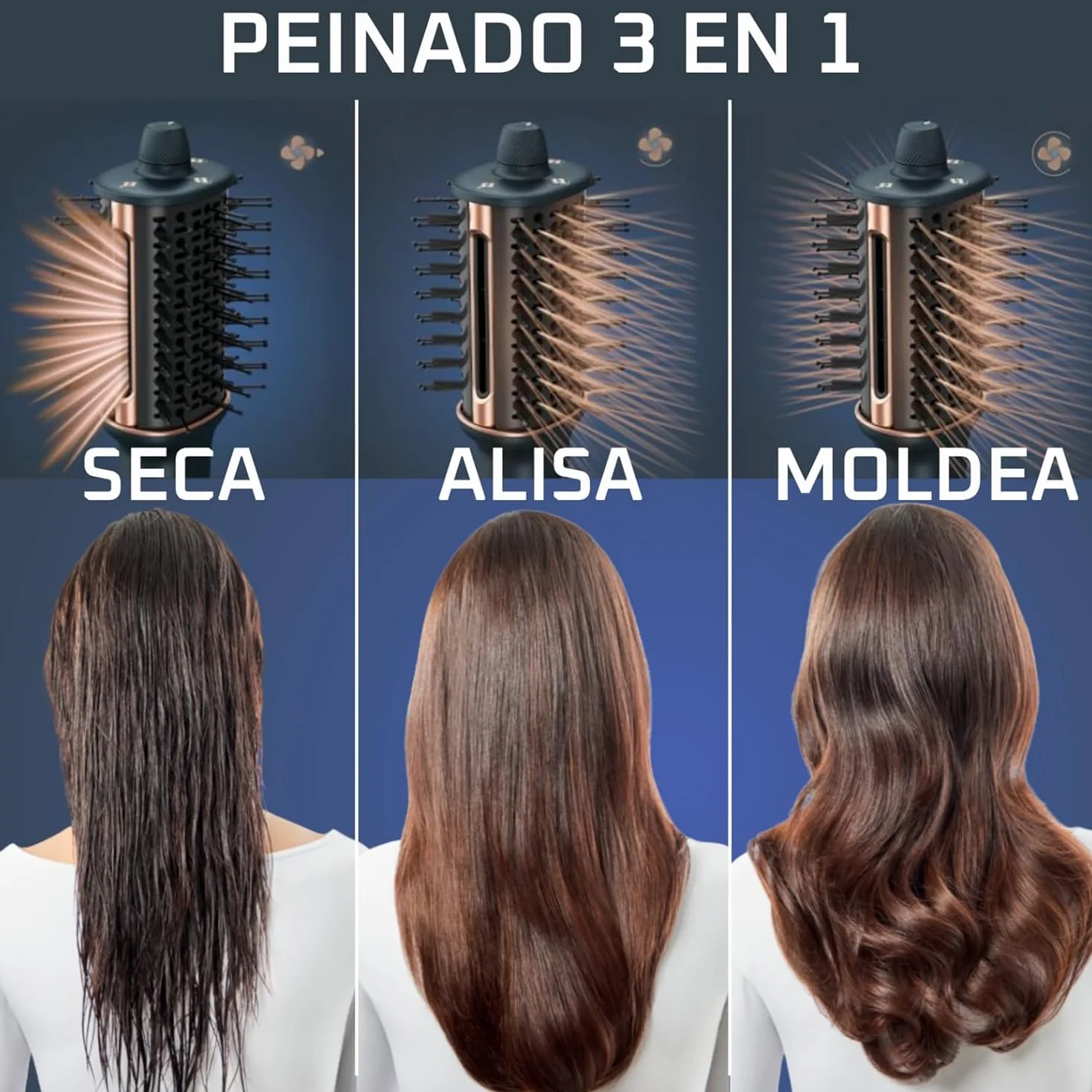 Rowenta Air Brush 3D 3 en 1 Secador Cepillo Caliente UB9720E0