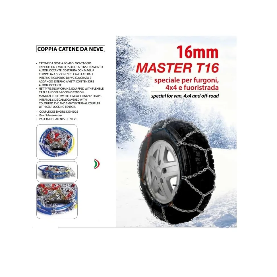 Cadenas para Nieve Y Hielo Cadena para Nieve DE Coche para Ruedas con TAMAÑO DE NEUMÁTICOS 275/60-15 (99968007) 1 PAR DE Cadenas DE Enlaces Rombos DE 16 MM = 2 Piezas HOMOLOGADAS