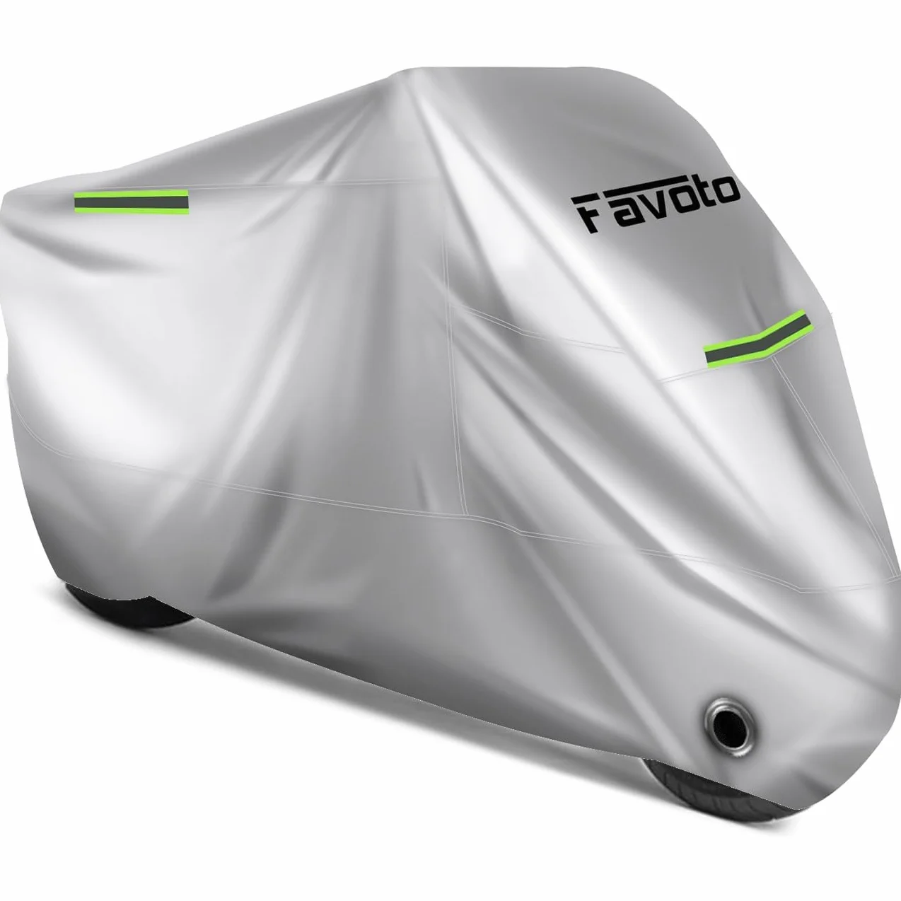 Favoto Funda para Moto Cubierta de la Motocicleta 210D Oxford Sellado Térmico de Costura a Prueba de Polvo Lluvia Viento Hojas Excrementos de Aves al Aire Libre, XXL 245x105x125cm Plata