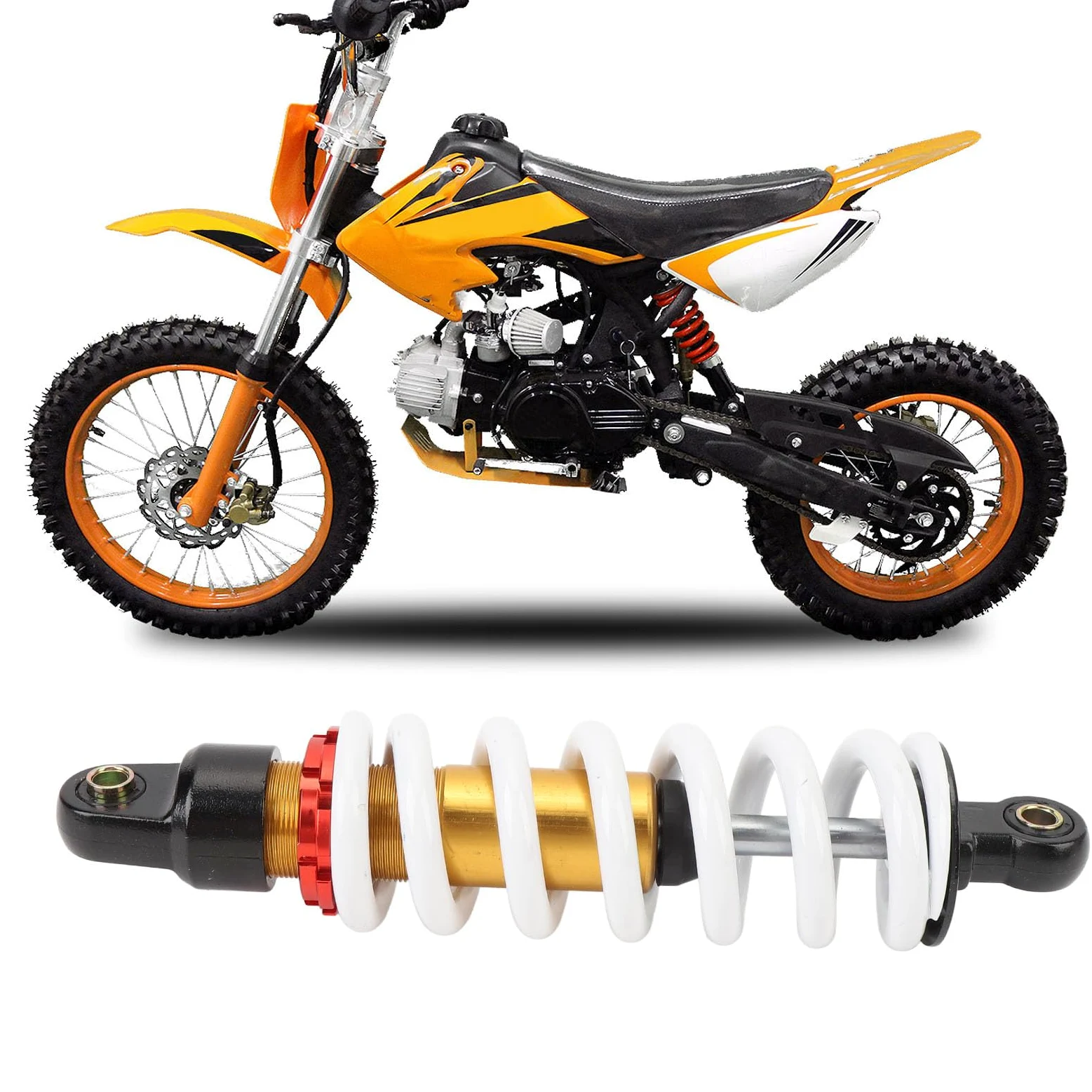 Amortiguador de Motocicleta, Suspensión de Amortiguador de 280mm Ajustable para 50c c-150c c Pit Bike ATV Go Kart Scooters