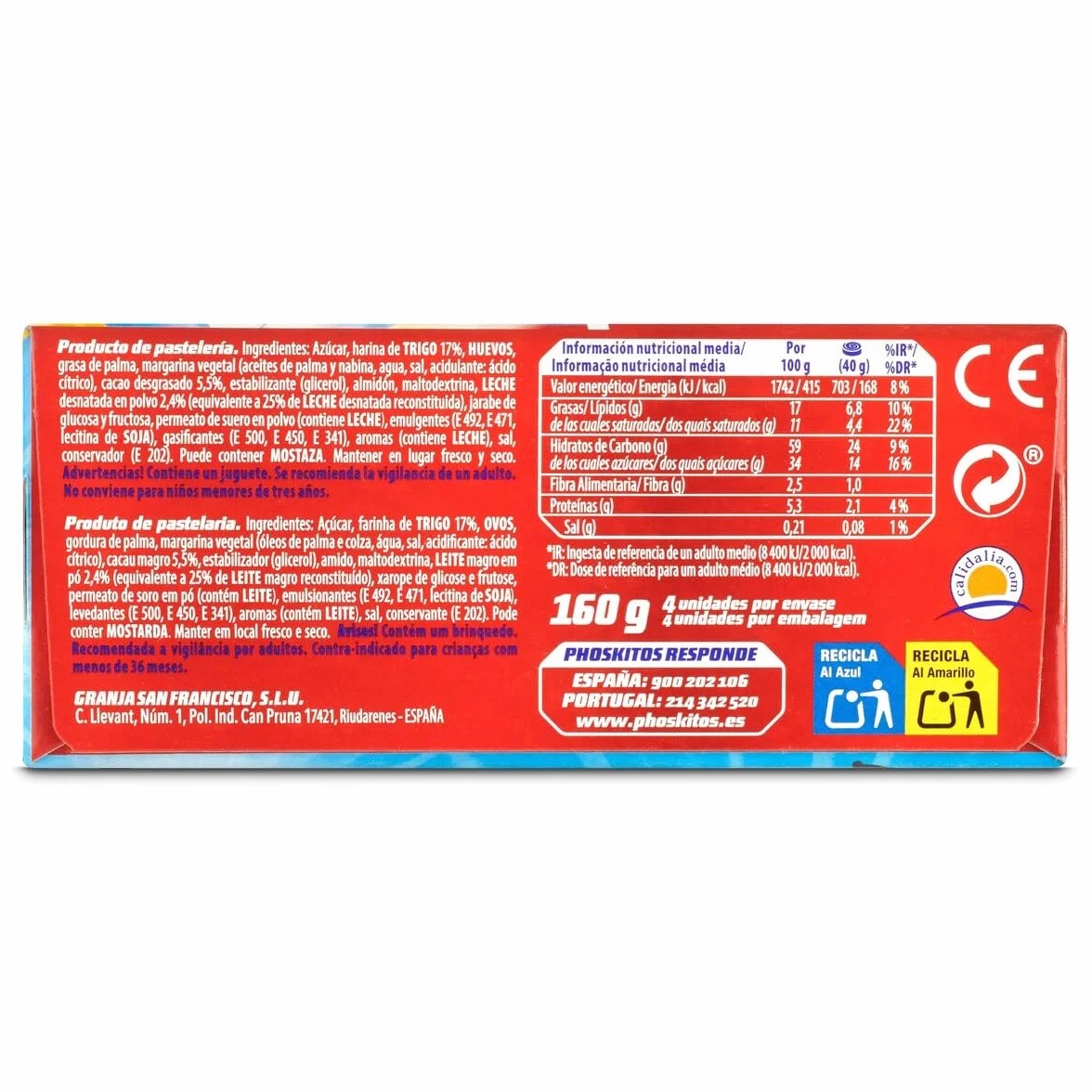 Phoskitos Original Producto de Pastelería Pack 4 x 40g