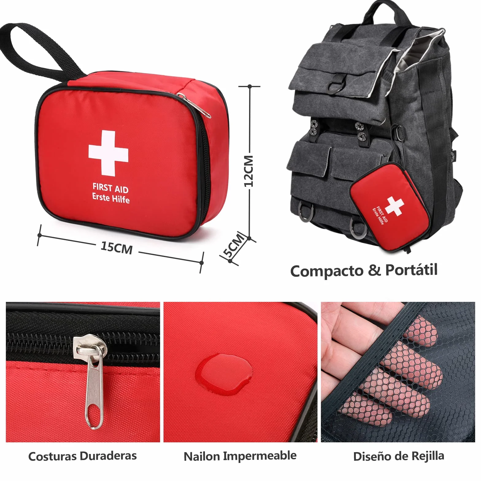 HONYAO Botiquín de Primeros Auxilios 90 Piezas, Mini Kit para Coche Casa y Viaje
