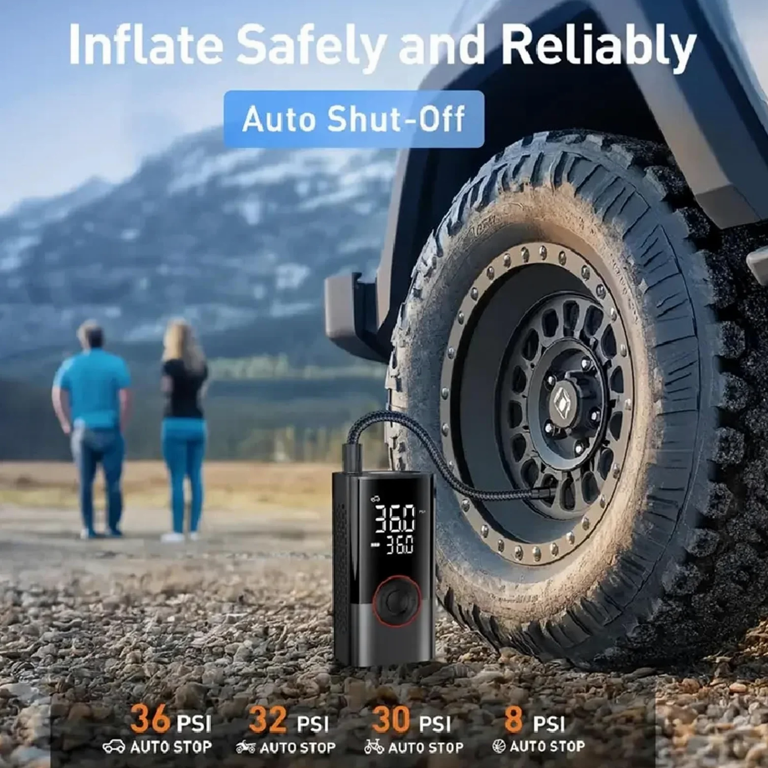 Inflador Ruedas Coche Bomba de Aire de 150PSI, Inflador de neumáticos, compresor de Aire portátil con manómetro Digital para Coche, Bicicleta y Motocicleta Compresores de Aire portátiles