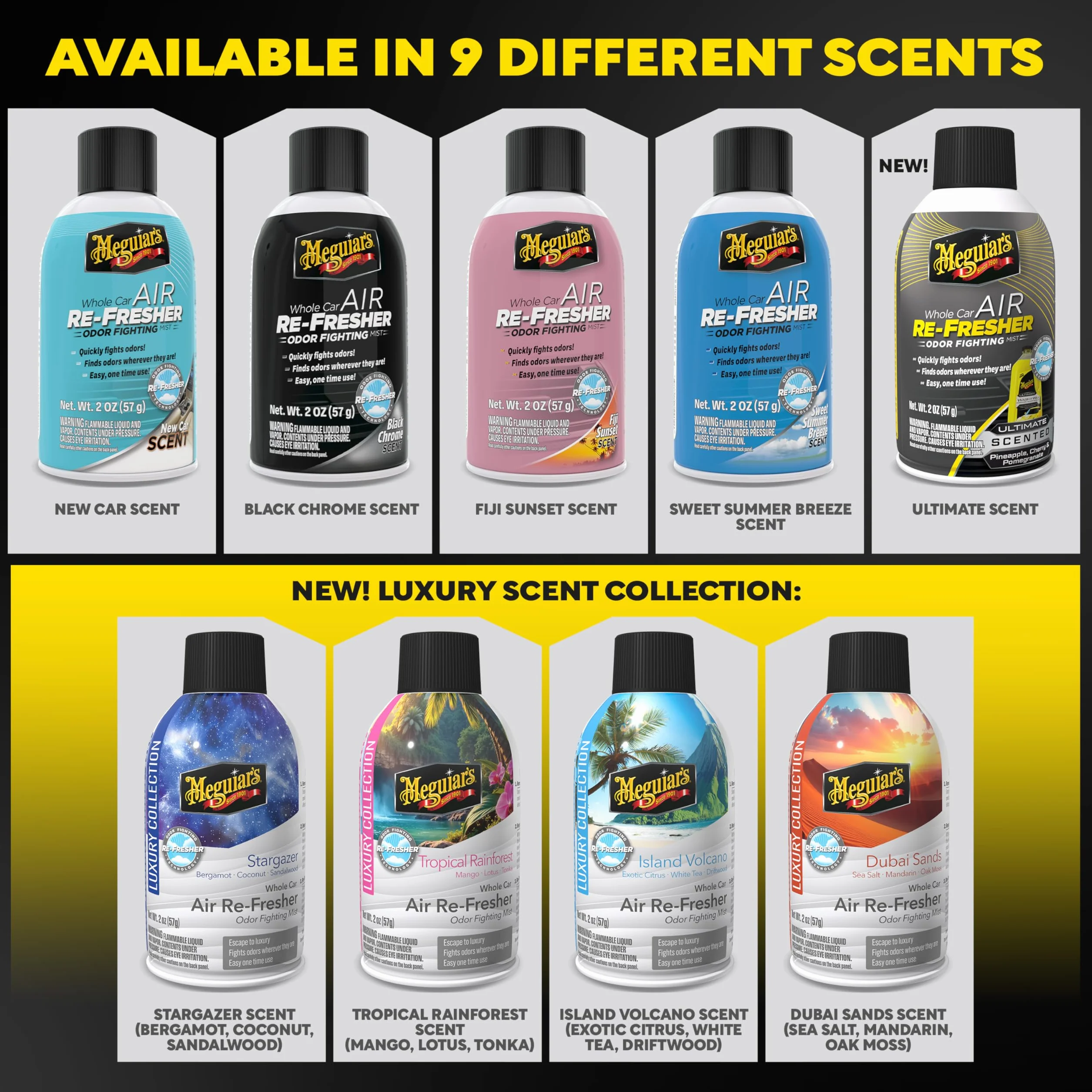 Meguiar's G16402 New Car Air Re-Fresher - Eliminador de olores aroma a coche nuevo, 57 g