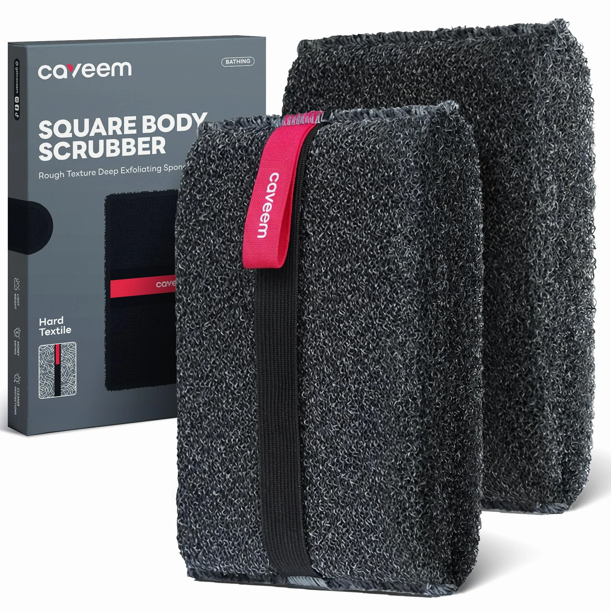 CAVEEM Esponja Exfoliante Corporal Doble Cara, Paquete de 2 Gris Oscuro