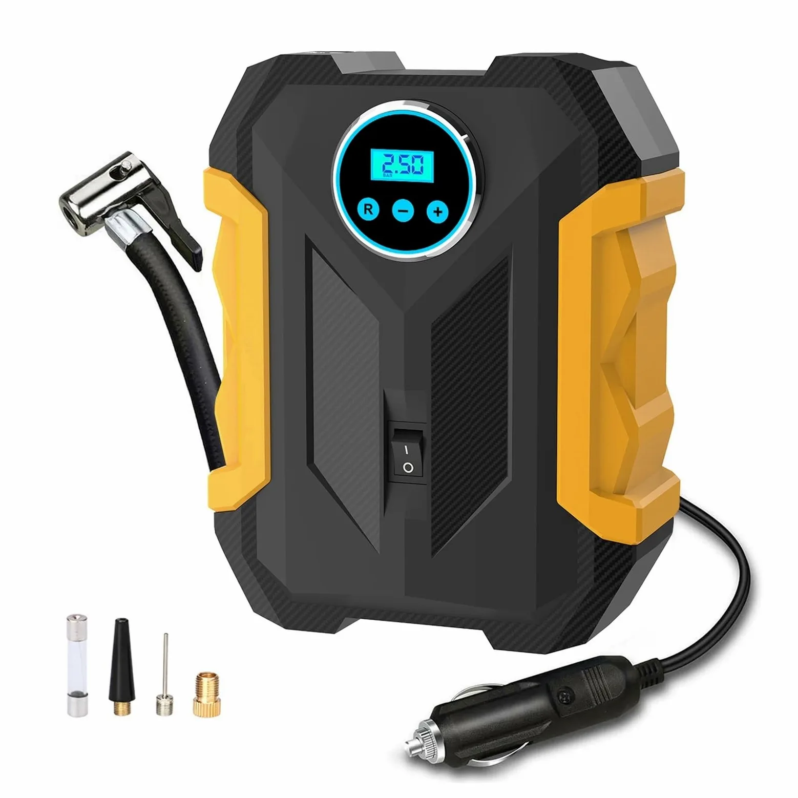 Inflador De Neumáticos Coche Bomba Aire Portátil 12V 150PSI Compresor Digital Llenado con Iluminación LED For Bicicletas Inflado Rápido Esfuerzo(Yellow)