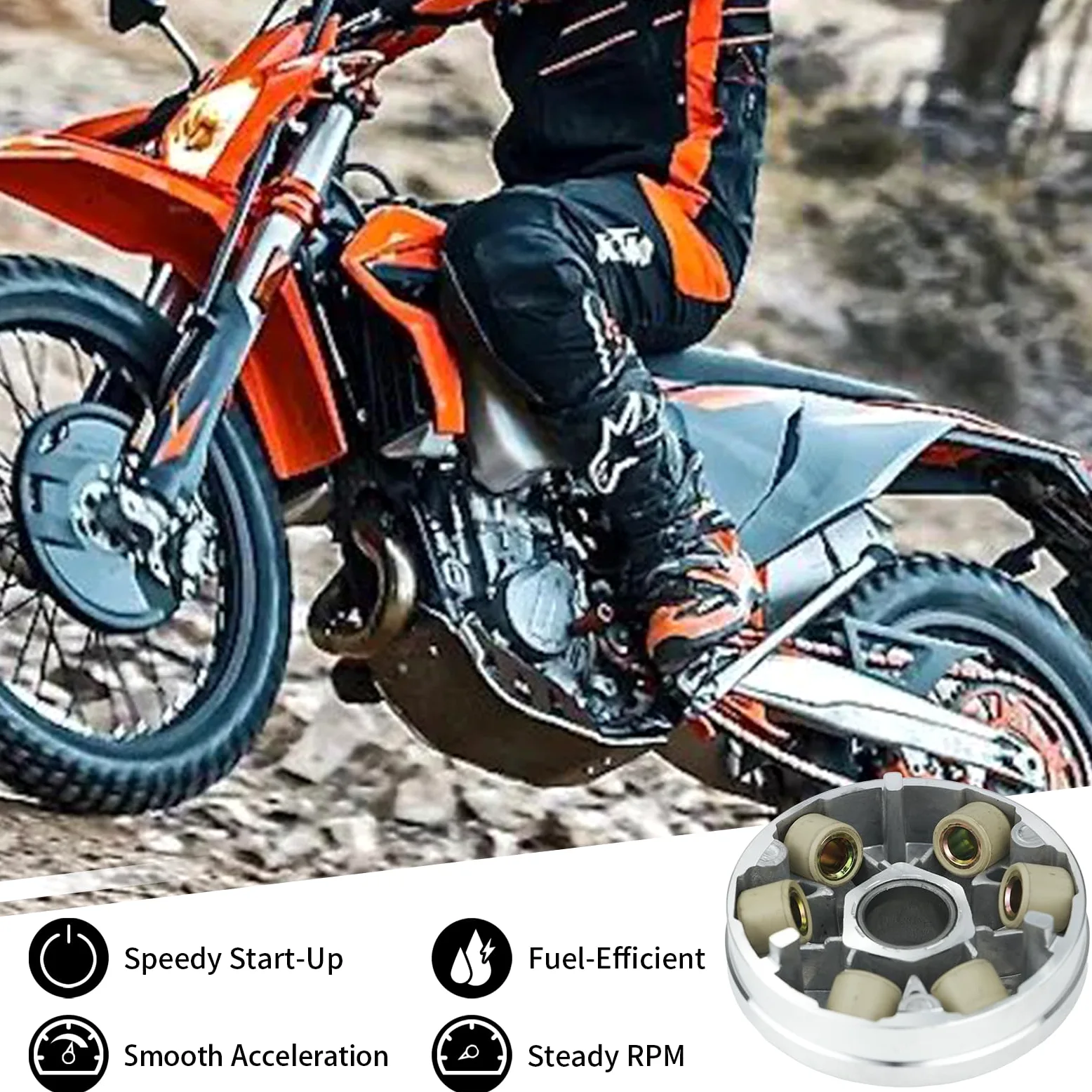 Kit de embrague variador delantero, compatible con motor GY6 de 49 cc, 50 cc, 139QMB y 139QMA, con pesos de rodillo de 6,5 g
