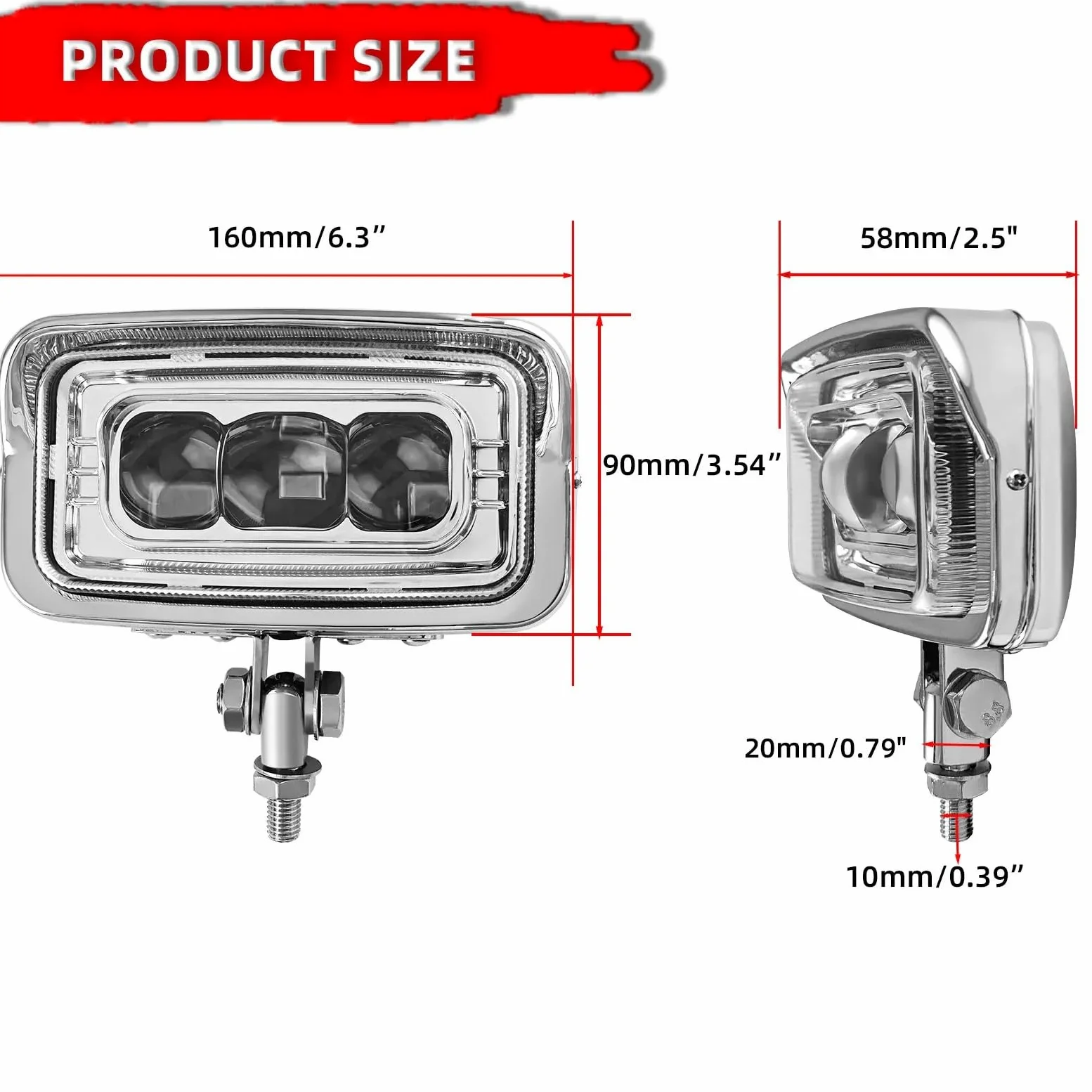 Faro Delantero Moto para Touring, para Cafe, para Racer, CPara Hopper, para Bobber, Motocicleta, Luz LED Cuadrada, Rectangular, Conexión De Faro Doble(Connecting Bracket)