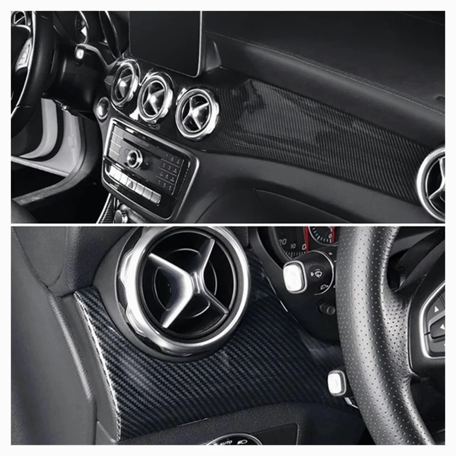 1 Juego Molduras Para Panel Instrumentos LHD Para Benz Para CLA/Para AMG/Para GLA Cubierta Salida Aire Control Central Interior Automóvil