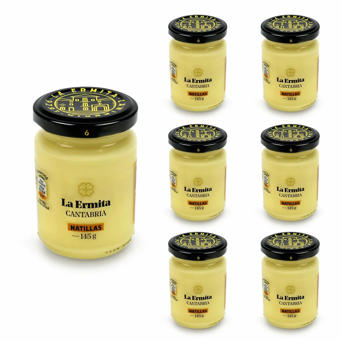 LA ERMITA Natillas Postre Lácteo Cremoso con Yema de Huevo Canela y Limón Sin Gluten 145 g Pack 6