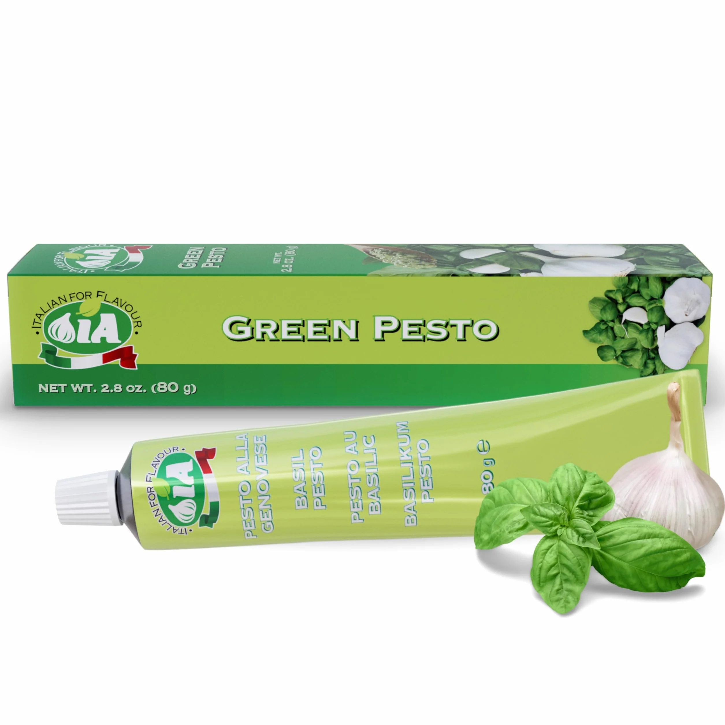 Pesto Verde en Tubo 80g Sin Gluten, Listo para Usar – Condimento para Aperitivos y Recetas