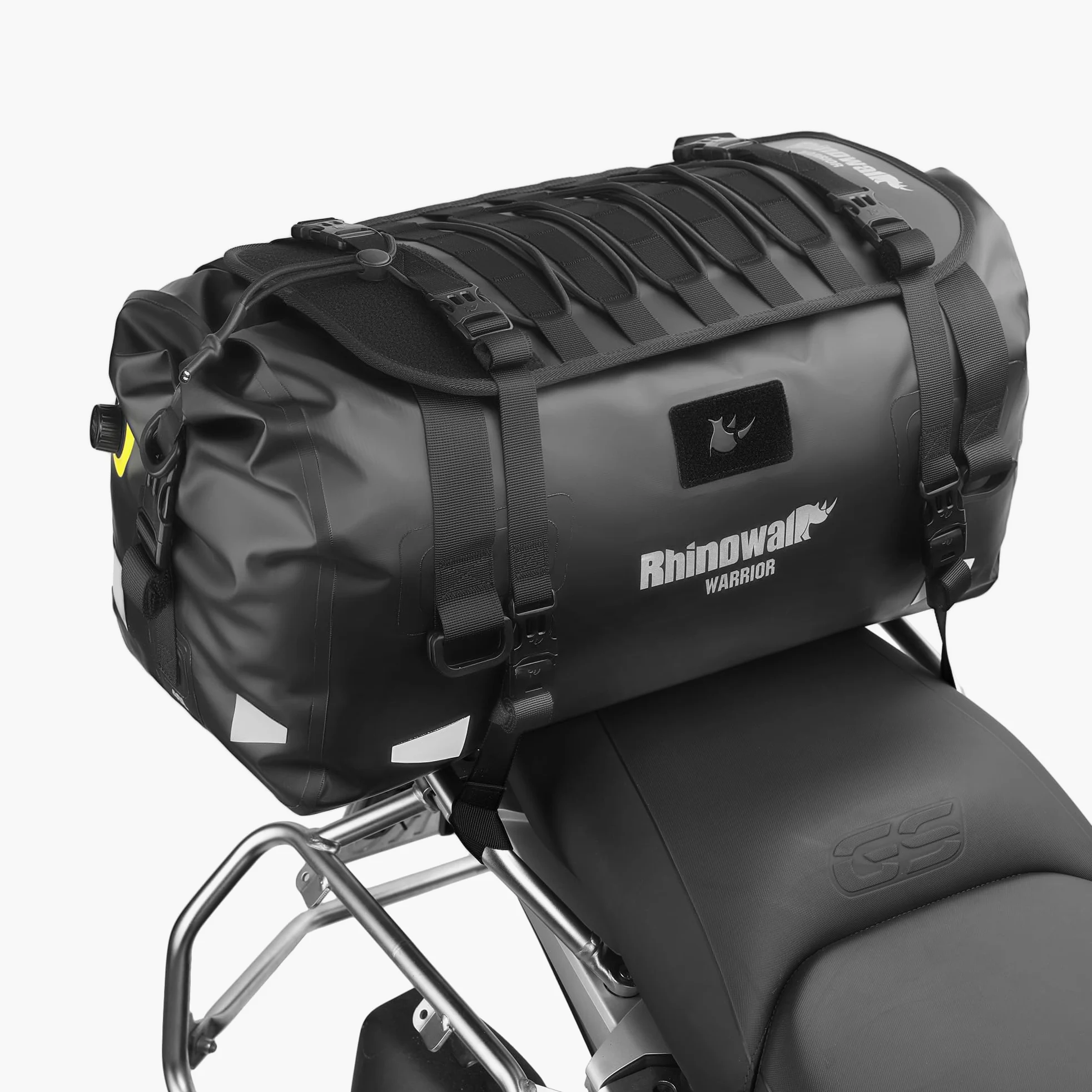 Bolsa trasera para moto Rhinowalk, equipaje de viaje impermeable para motocicleta con gran capacidad de almacenamiento para camping, navegación en bote, ciclismo, 40L - Negro