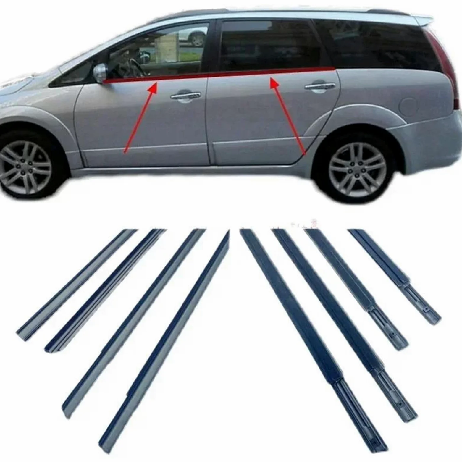 Protector Goma Cristales Exteriores Ventanas Coche Para Grandis NA00 MR959683 Burlete Puertas Laminado Exterior | Front left