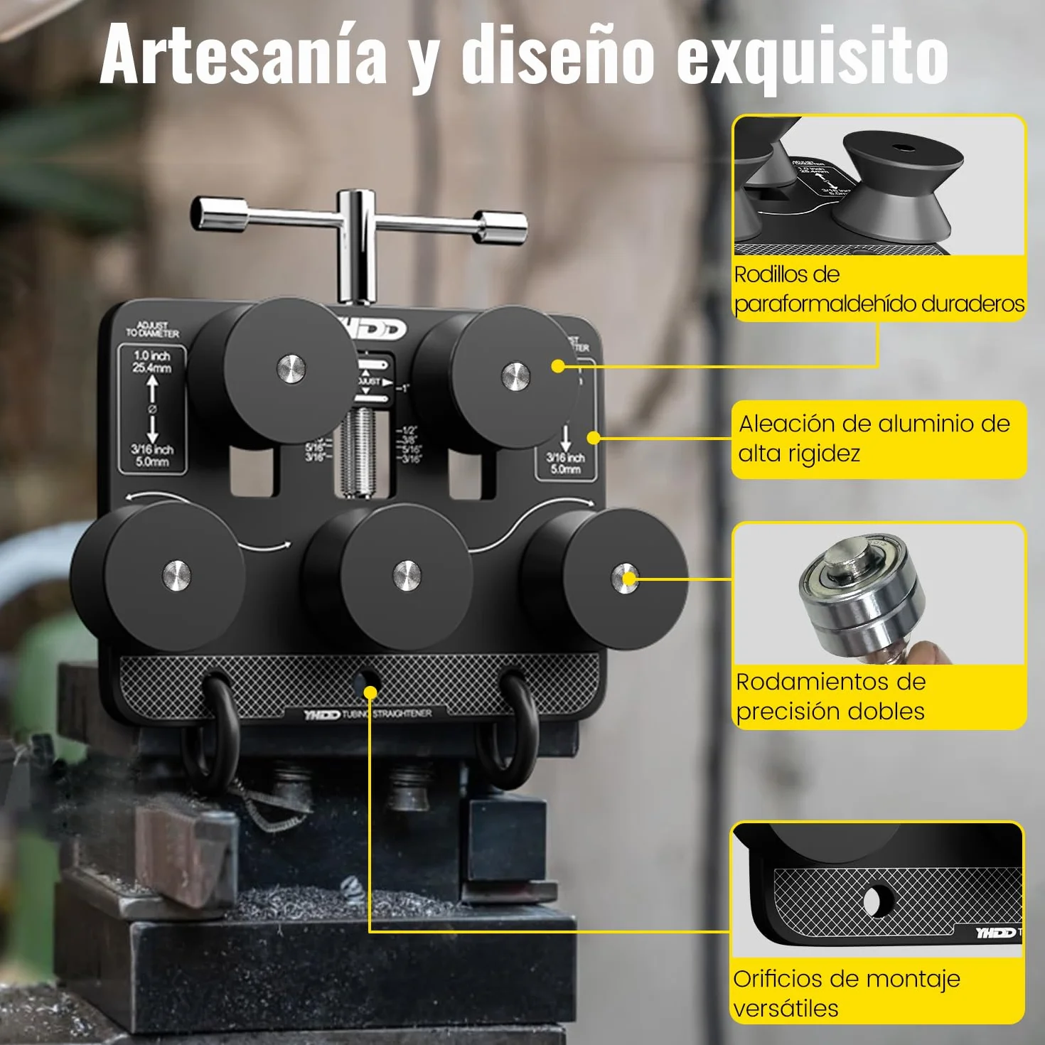 Enderezador de Tubos para Diámetros de 4,7 mm a 25,4 mm, Herramienta Ajustable para Enderezar Tubos de Freno, para Tubos de Cobre, Aluminio, Acero, Tubos Doblados y Líneas de Combustible