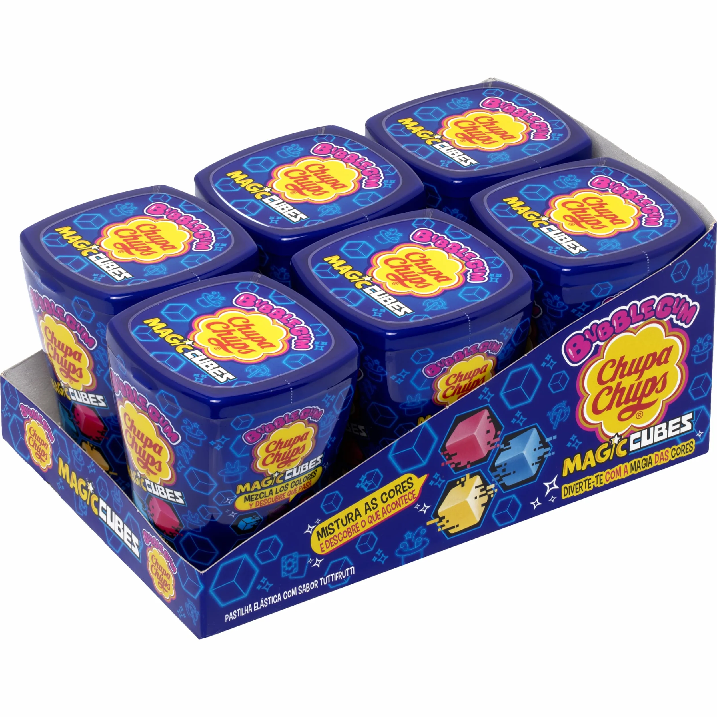 Chupa Chups Magic Cubes Chicle Infantil Cubos Mágicos Multicolor, 6 botes 86g