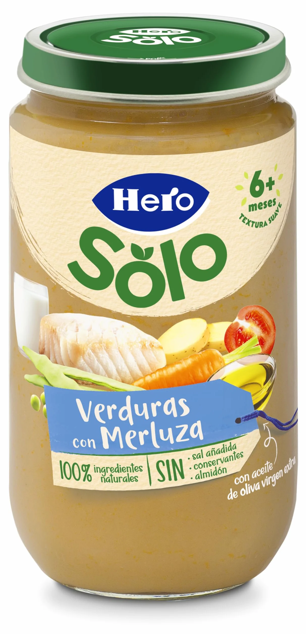 Hero Solo Tarritos de Verdura con Merluza Sin Sal Añadida Pack 6x235gr