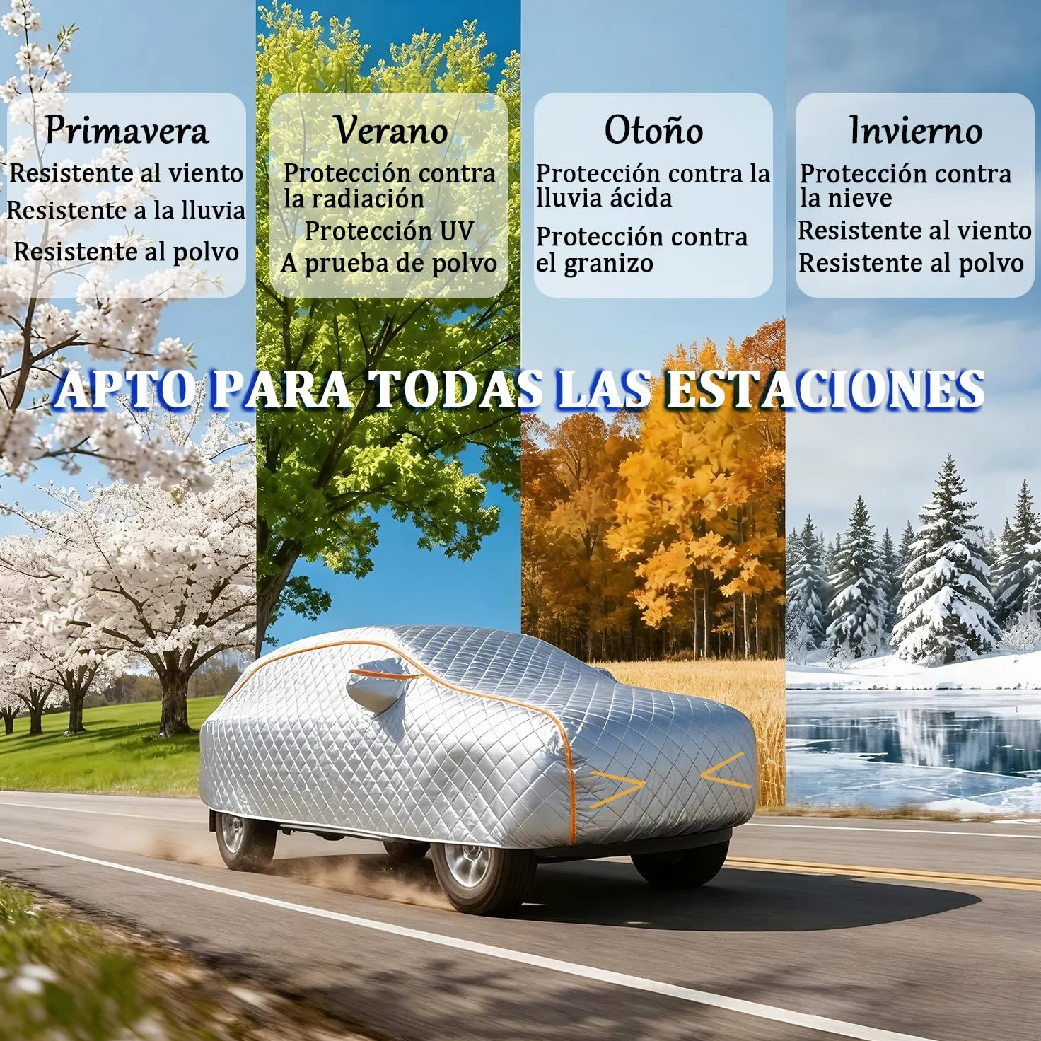 Funda Coche Antigranizo para Kia XCeed (2019-2026) Espesado de 7 Capas, Forro Suave, Transpirable, Antiviento, Impermeable, Tejido Oxford, Anti-UV, 4 Estaciones