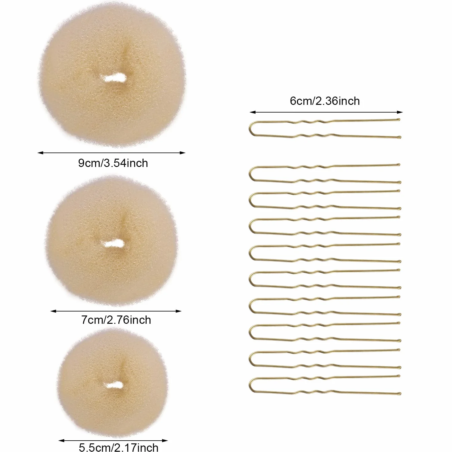 Donut Moño 6 Piezas con 20 Clips en Forma de U Kit Accesorios de Peinado para Mujeres