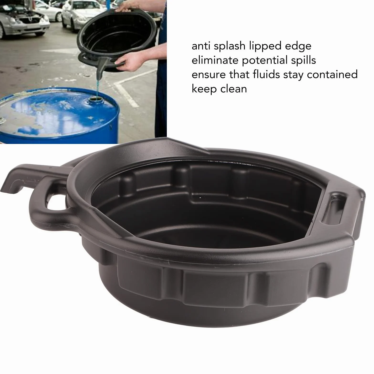 Bandeja de Drenaje de Aceite Portátil Bandeja de Drenaje de Aceite Portátil Bandeja de Cambio de Aceite de Coche Anticongelante Negra Herramienta de Reparación de Automóviles (15L)