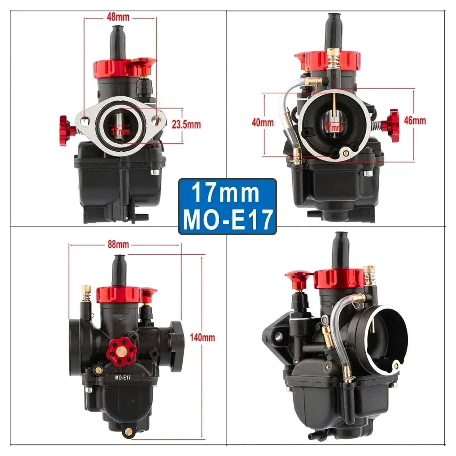 Motosierra Carburador Carburador De Motocicleta 80CC - 250CC Para Brida Negra PE Piezas Internas Repuesto Para Ciclomotor Bicicleta Para GY6 Pitbike Pete(19MM)