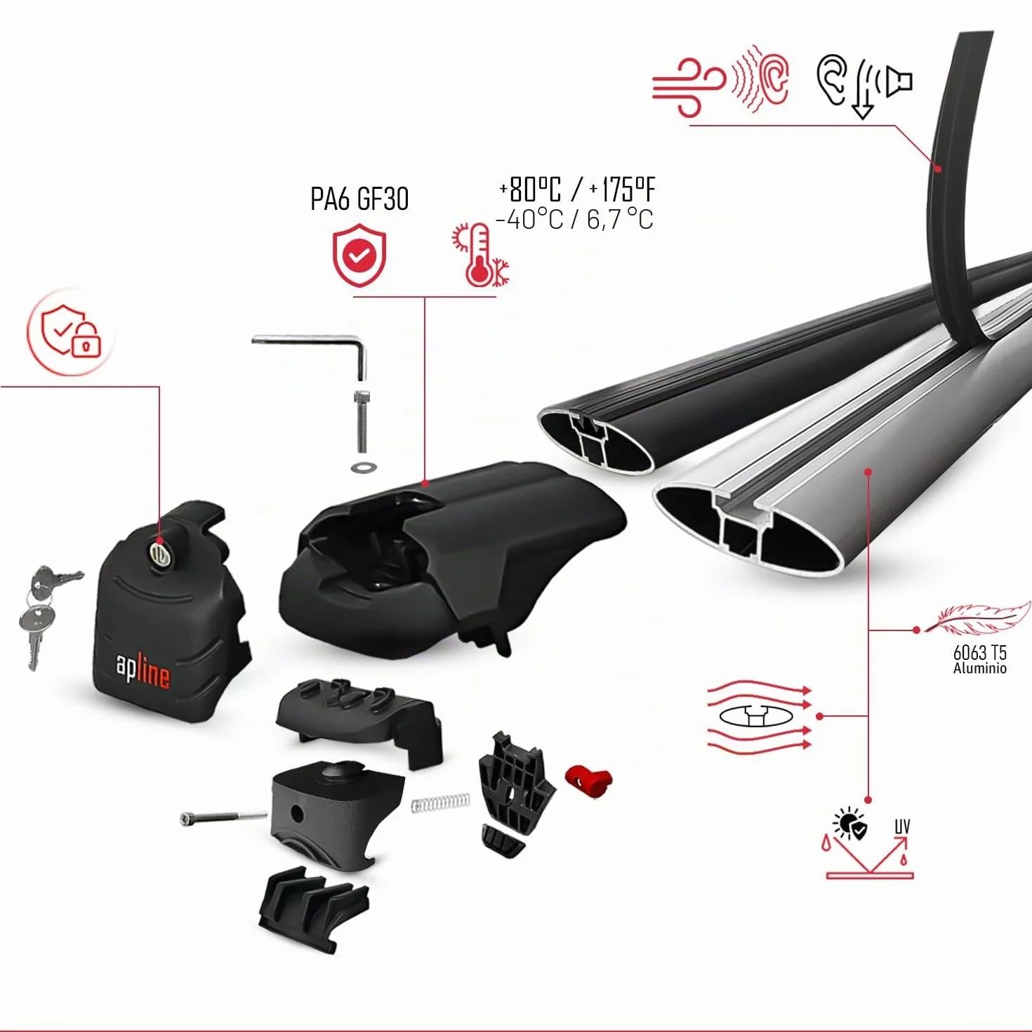 Compatible con Audi Q3 (8U) 2012-2018 Barras de techo ACE-2 Portaequipajes Barras Transversales GRIS