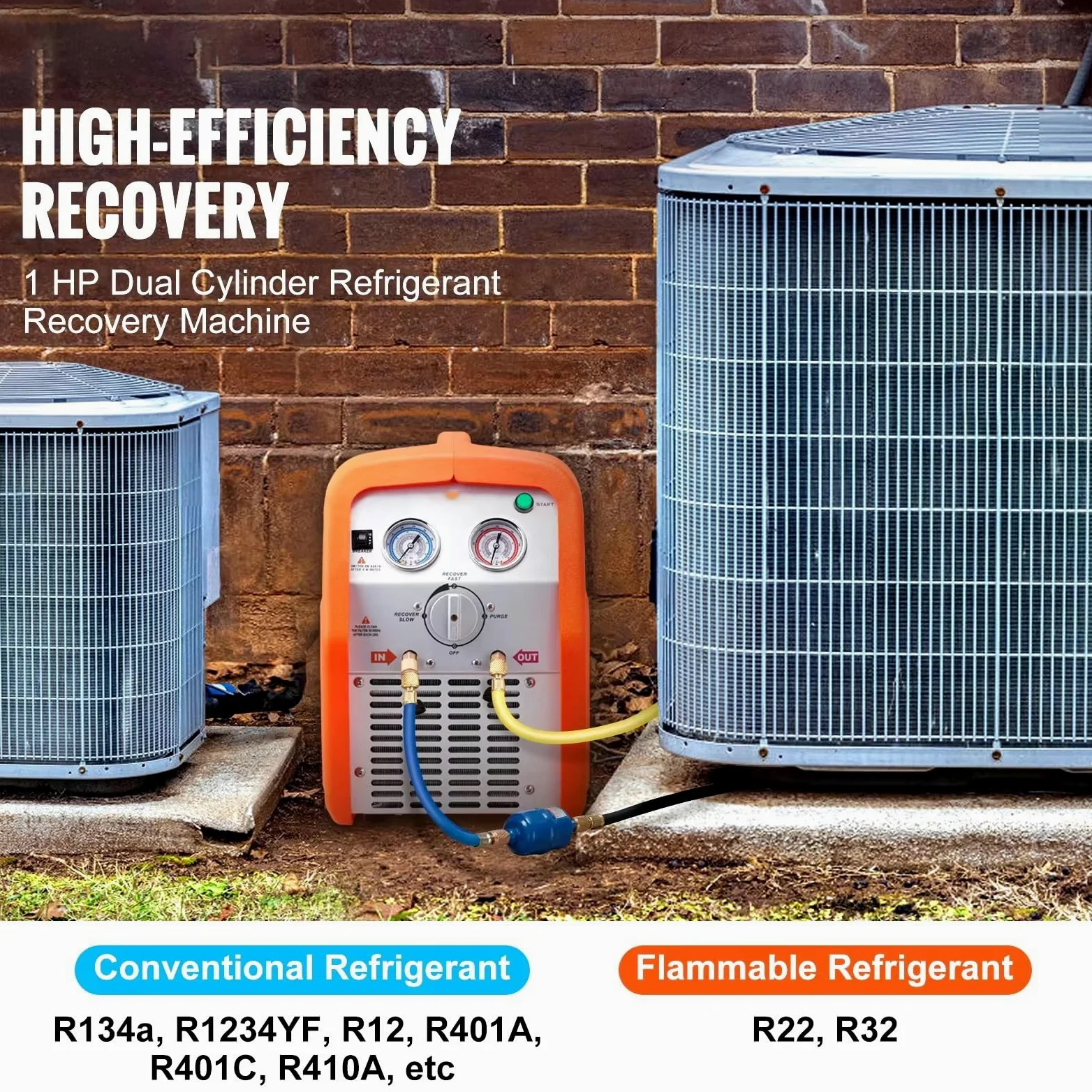 Máquina de recuperación de refrigerante de doble cilindro portátil 220-240 V 50 Hz para coche de vapor y aire acondicionado, solución de recuperación eficiente para sistemas