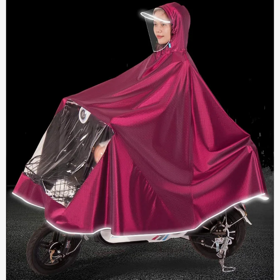 Chubasquero eléctrico para scooter, engrosamiento para hombres y mujeres, poncho de lluvia individual/doble, chubasquero para motocicleta para montar al aire libre (rojo 4XL sin cubierta de espejo)