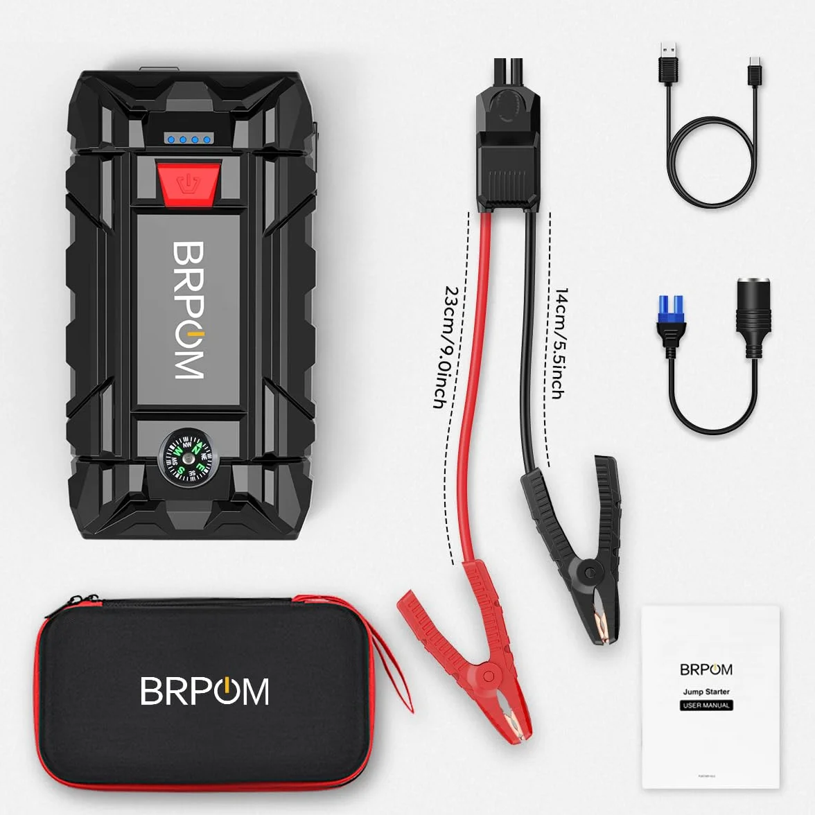BRPOM Arrancador de Coches 10000A 12V Jump Starter Carga Rápida QC3.0