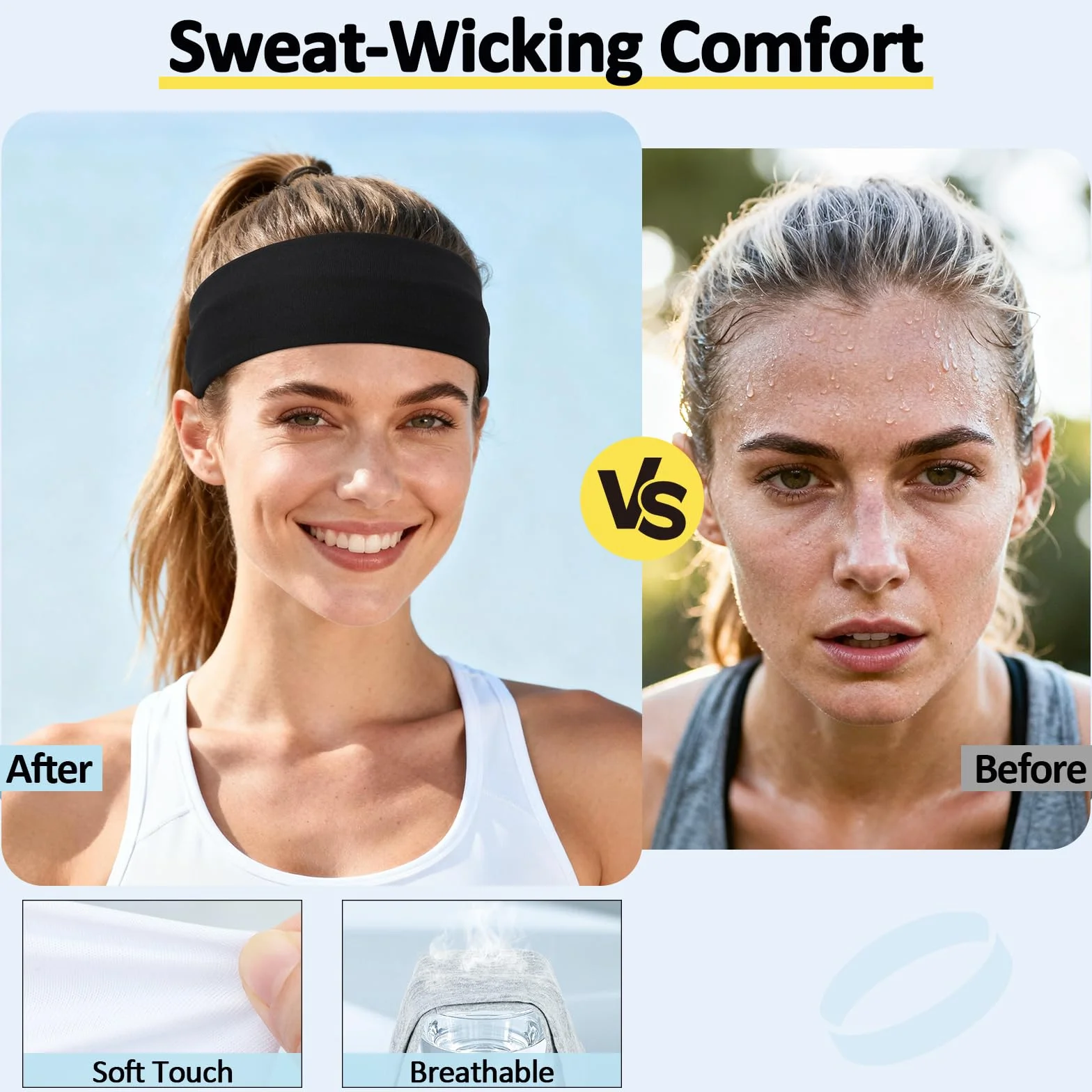 Diadema Mujer Antideslizante Tela Cinta Pelo Deporte Bandana Hombre Elástica Absorbente Sudor Headband Correr Yoga Gimnasio Negro Blanco Gris