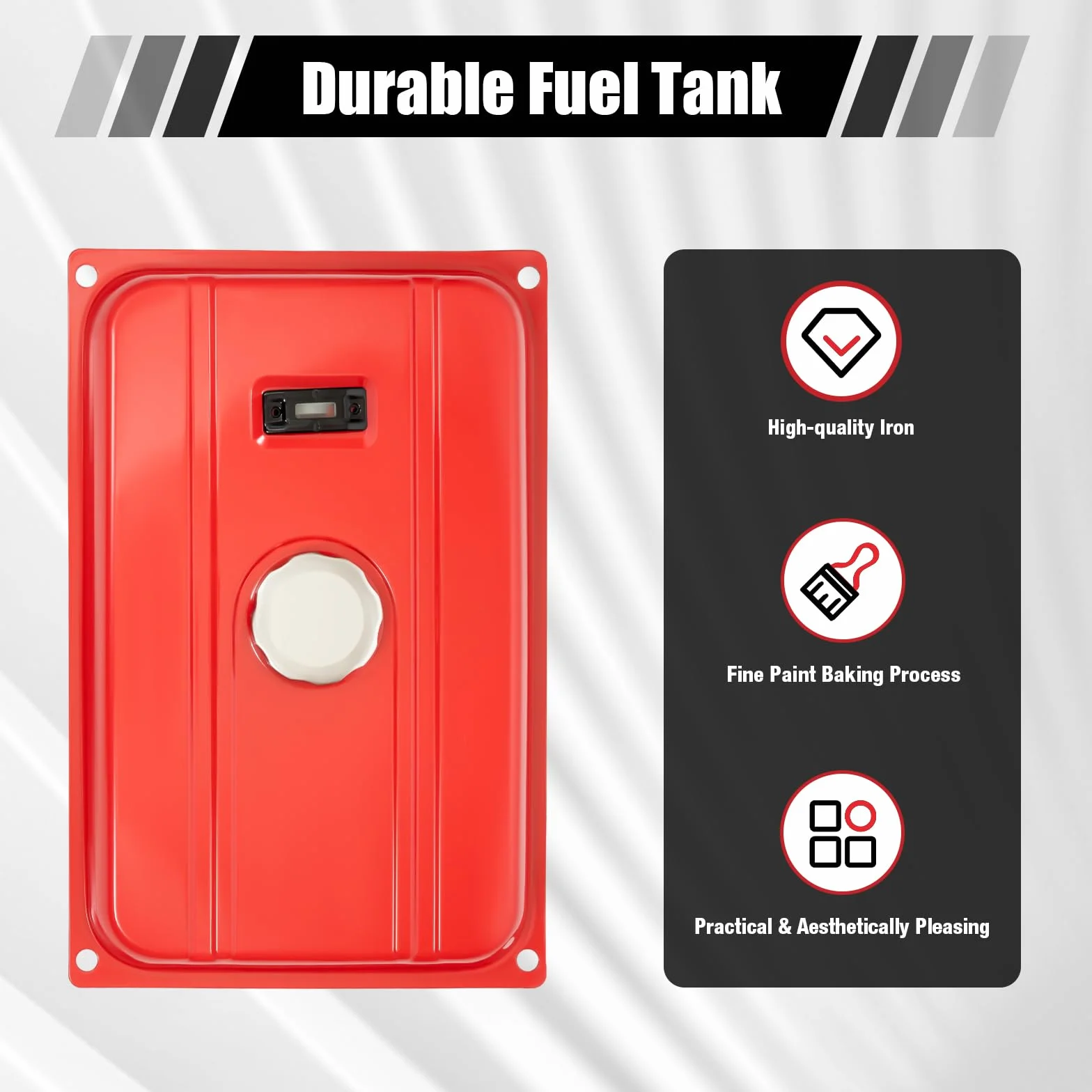 Depósito de gasolina universal de 15 l con interruptor de combustible y 4 almohadillas amortiguadoras para el hogar, construcción