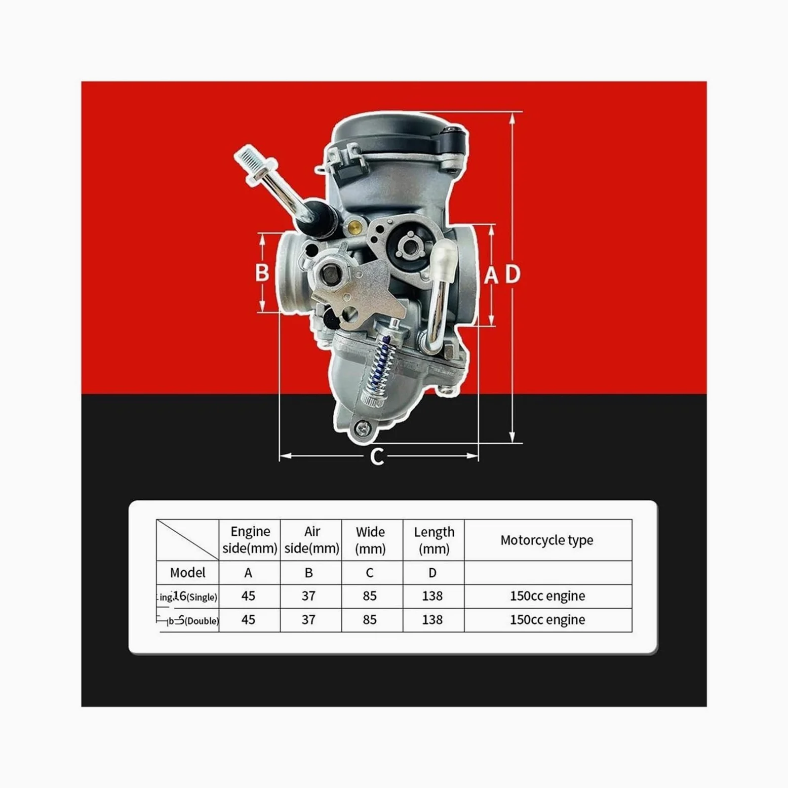 Acelerador Carburador Para Fz16 Para Byson Para Fazer Para Fzs Para Bajaj Para Tvs Cable Acelerador Único Doble Carburador Motocicleta Carburador Aire(For FZ16 Single)