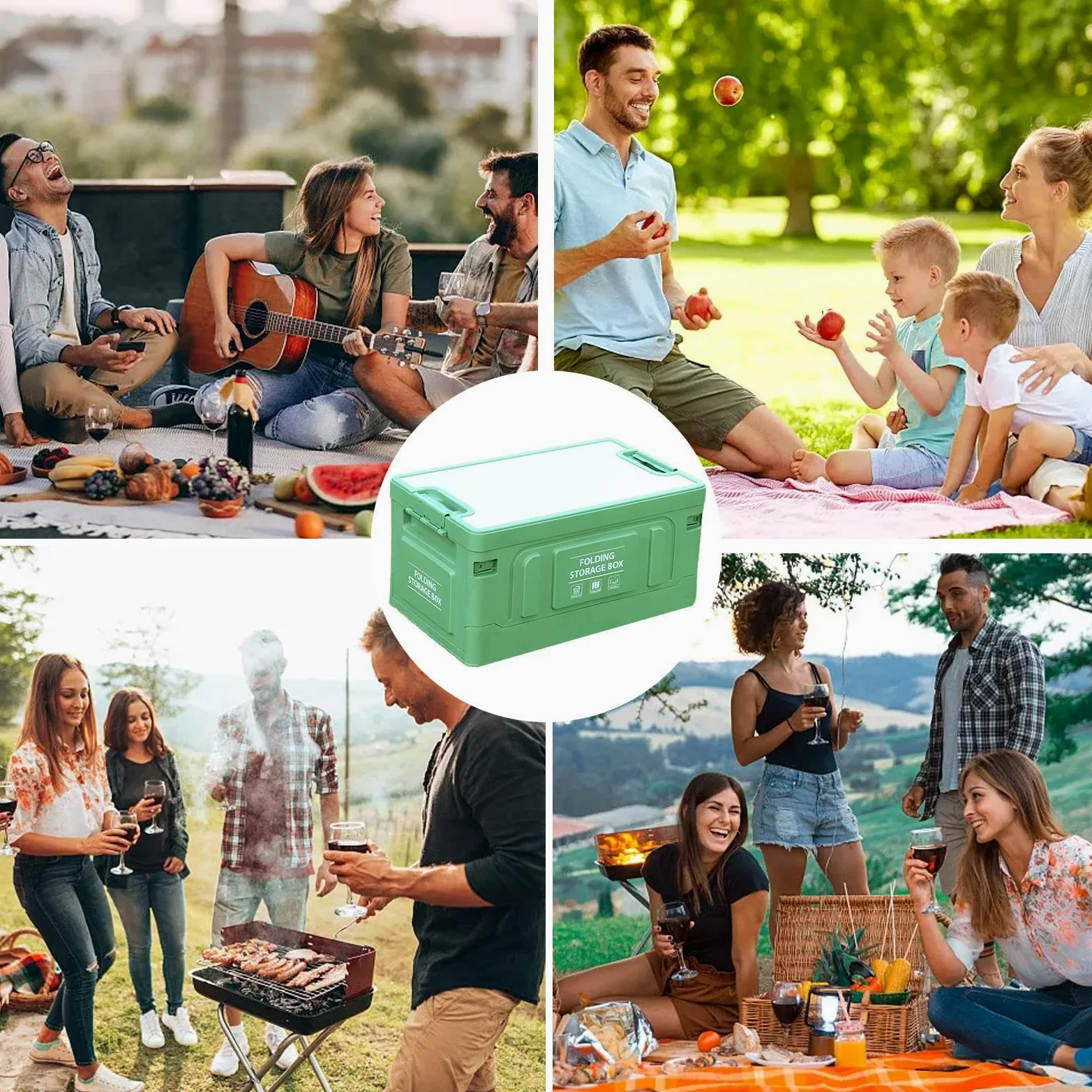 Organizador de maletero plegable para maletero, 60 l, caja organizadora para el maletero del coche, con tapa a prueba de polvo para verduras, herramientas de camping, salvado | para el maletero del coche, con tapa a prueba de polvo para verduras, herramie