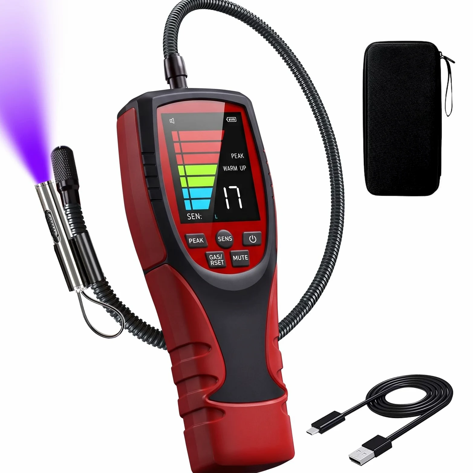Detector de fugas de refrigerante, Simbow ALD-200PRO, detector de fugas de freón profesional 3 en 1 A2L con sensibilidad de 4 g/año, detector de fugas de diodo calentado para batería R32 R454B R290