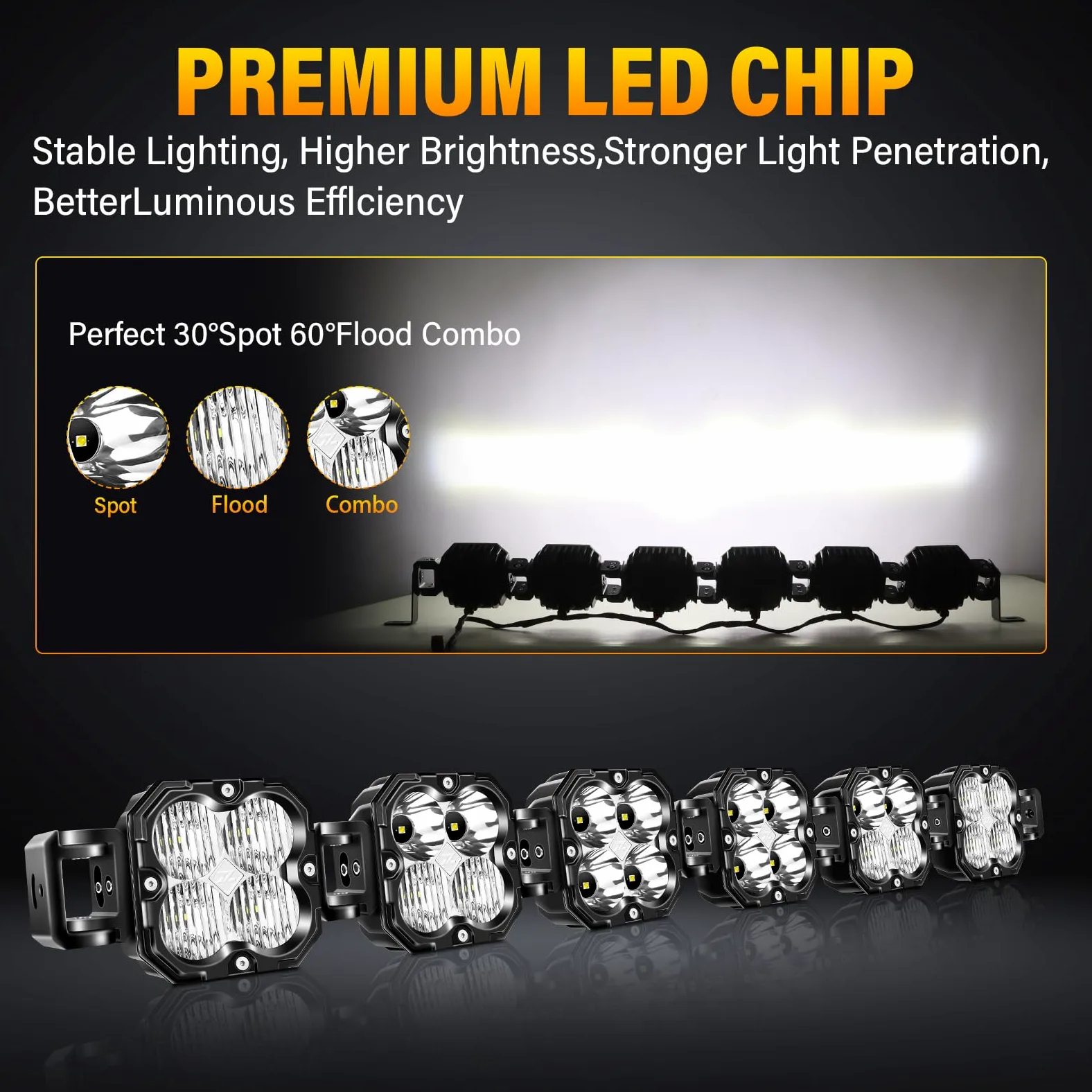 RIGIDON 40 pulgadas 102 cm 180W 15000LM Barra de luz led y 12V kit de cableado, Curva Recta Barras luminosas led para off road todoterreno camión coche ATV SUV 4x4, IP67 Impermeable 6000K Blanco