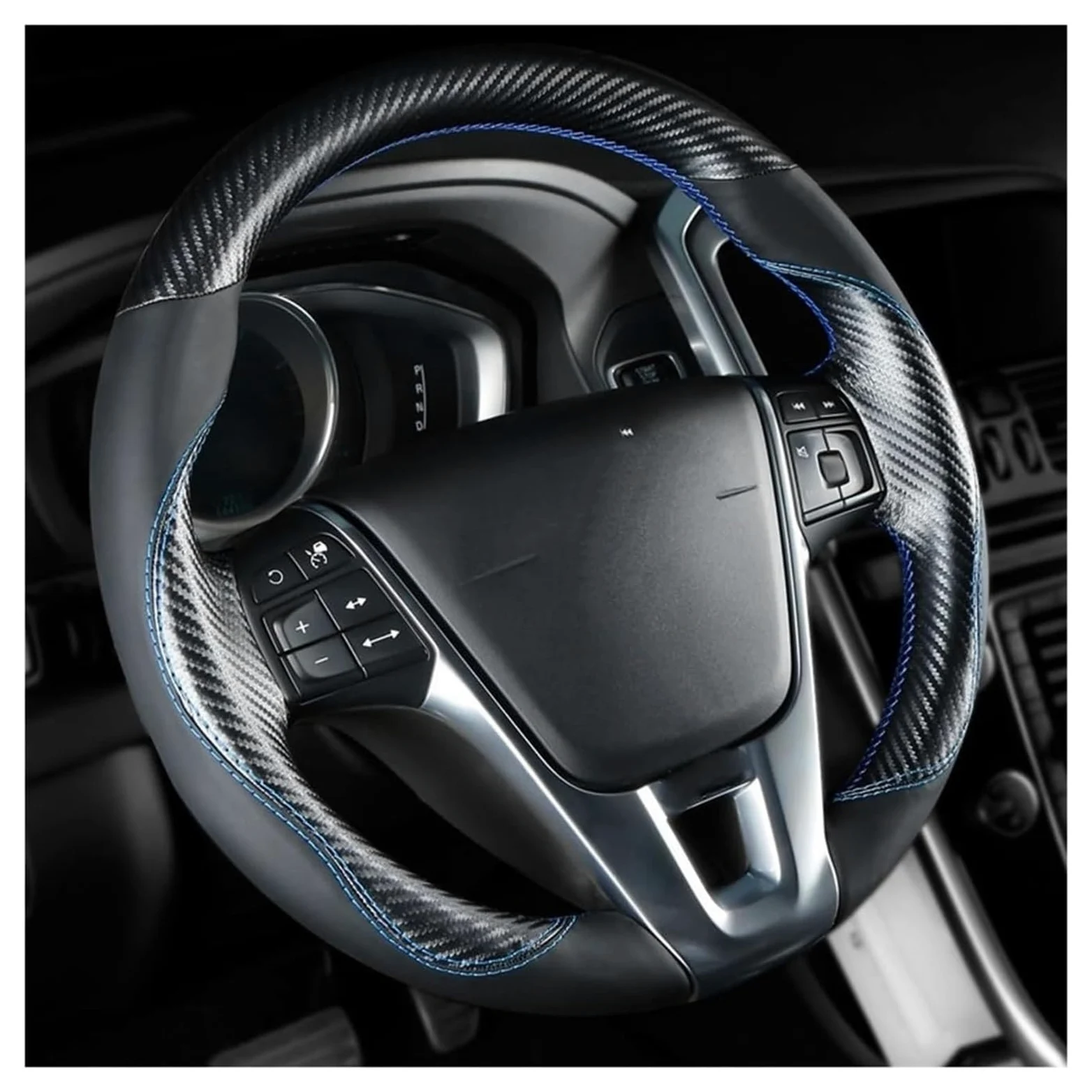 Fundas para Volante Volvo XC60 S90 S60 S40 V40 Accesorios Interiores Fibra de Carbono Cuero Costura Funda para Volante de Coche DIY