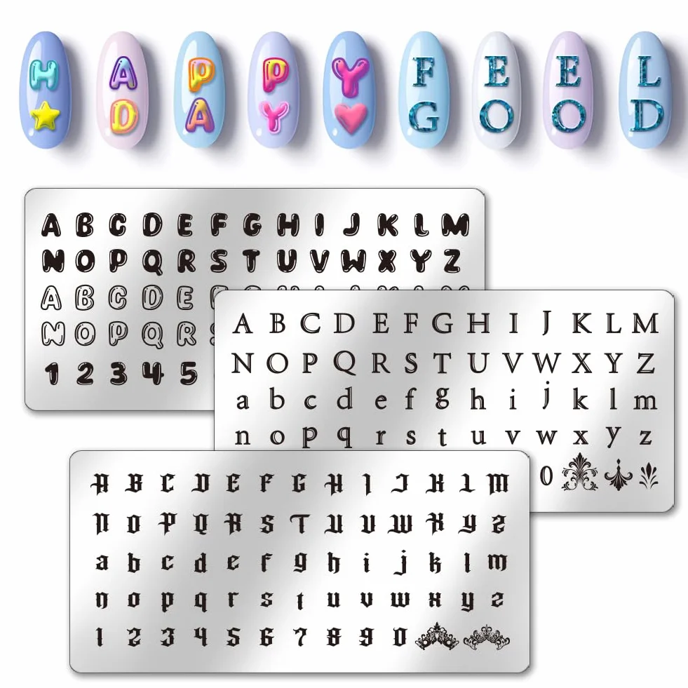 PH PandaHall 3pcs Nail Stamping Plates Alphabet Stamper Edelstahl Nagel Bild Platte Maniküre