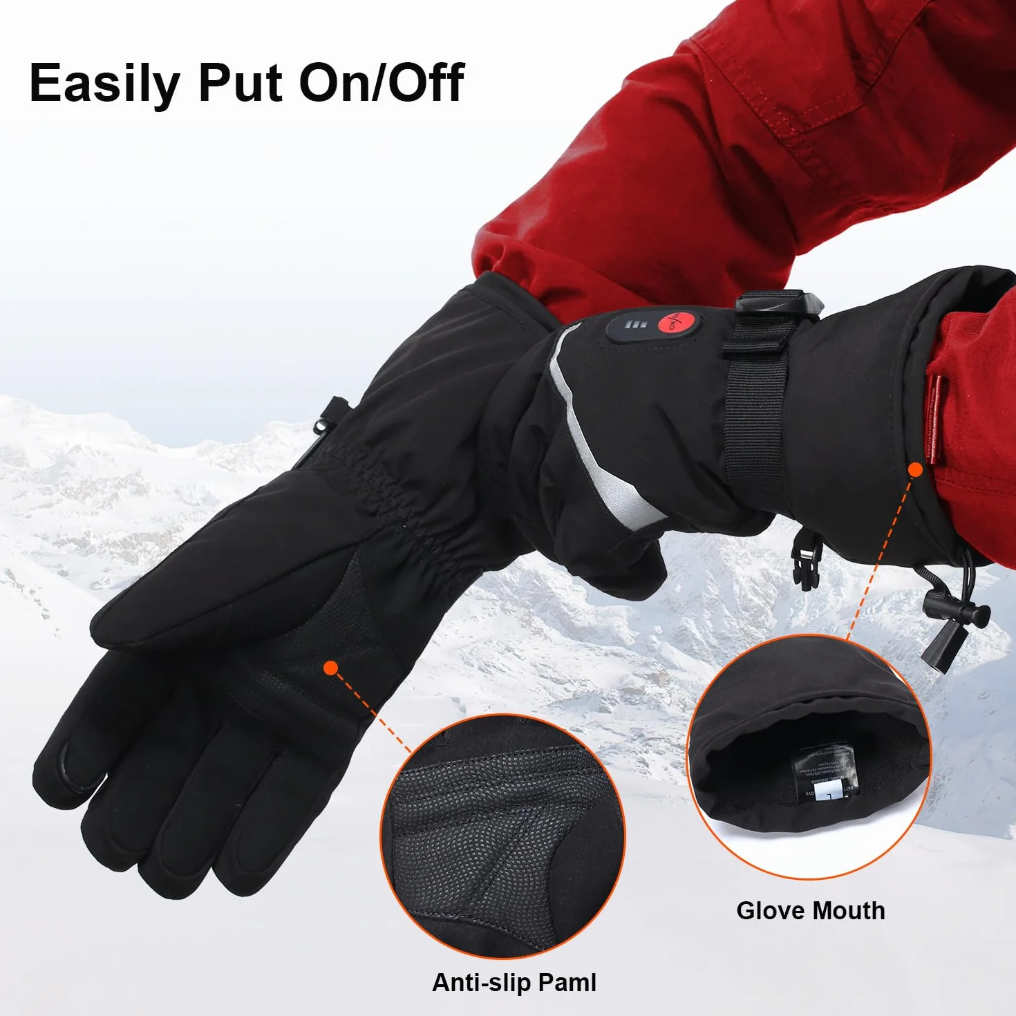 Guantes Calefactables Moto, Guantes Tactiles con Batería 7.4v 2200mah para Hombres y Mujeres Guantes Termicos al Aire Libre Esquí Motociclismo Pesca Senderismo Prevenir Artritis Enfermedad de Raynaud