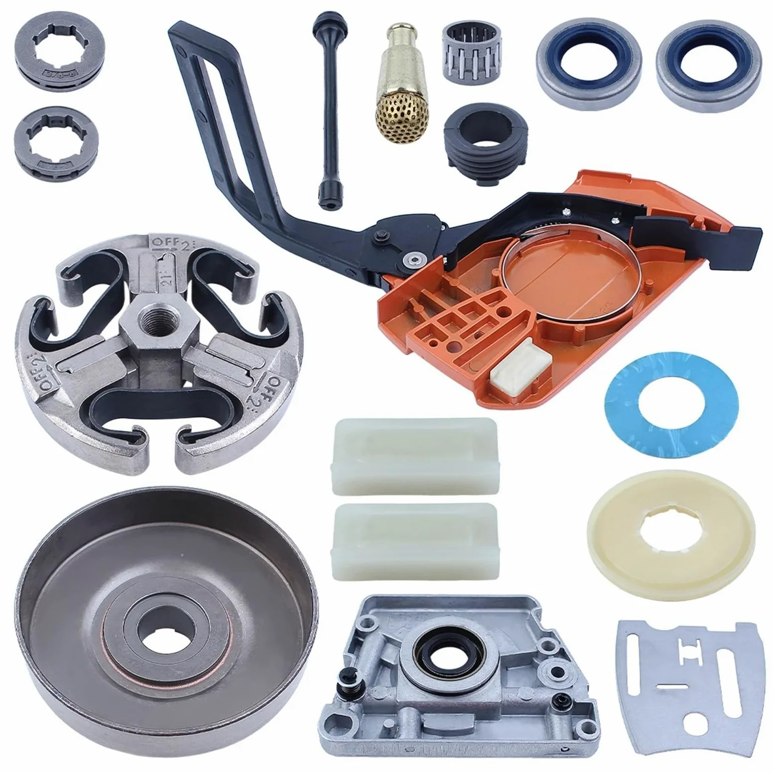 Accesorios Tapa del Embrague, maneta del Freno de Cadena, Tambor del Embrague, Bomba de Aceite, piñón, llanta. Compatible con el ki