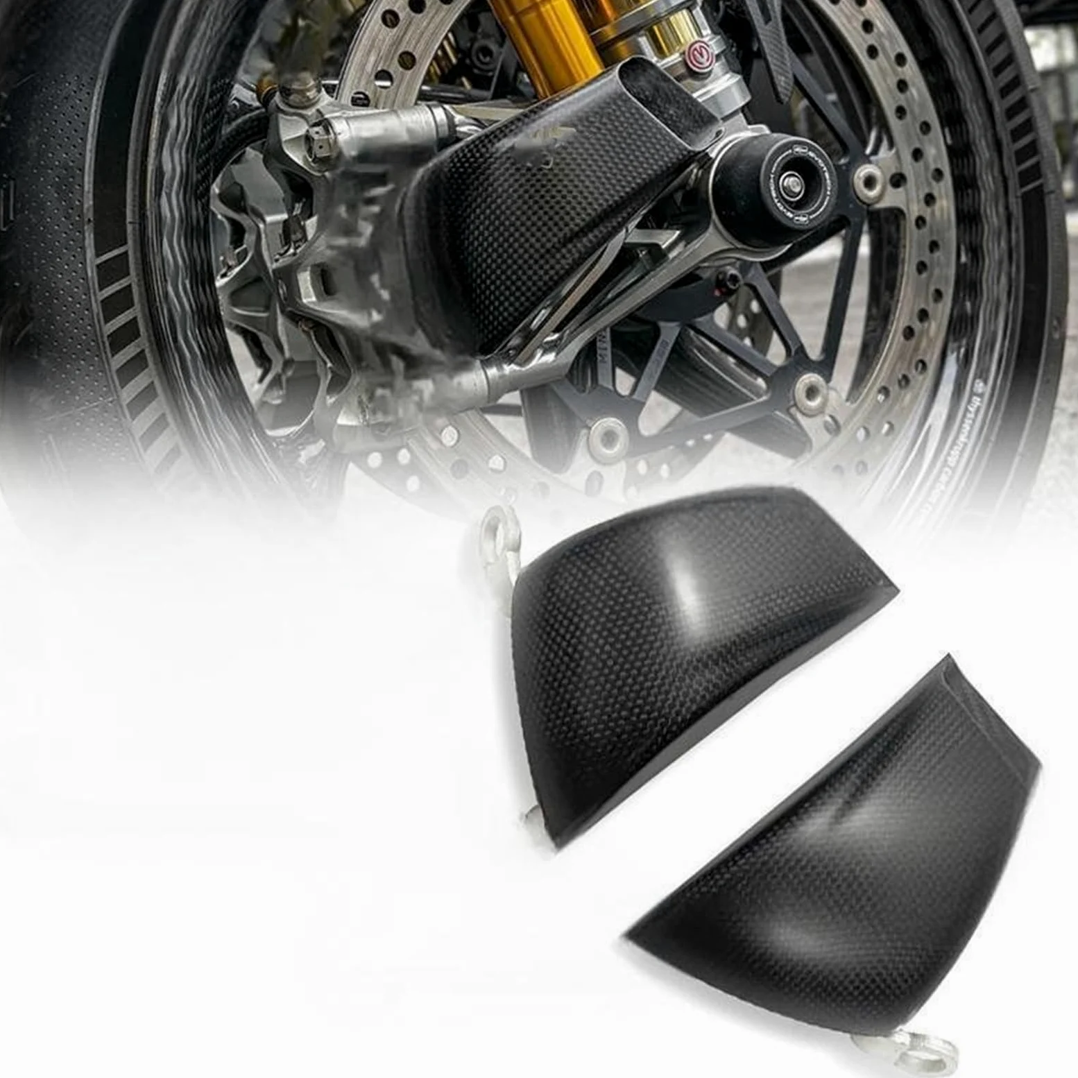 Refrigeración de Pinza de Freno Radiador de Pinza de Fibra de Carbono Modificado para Ducati V2/V4 Street Fighter V2/V4, radiador de guía de Aire de Freno Delantero.(A3)