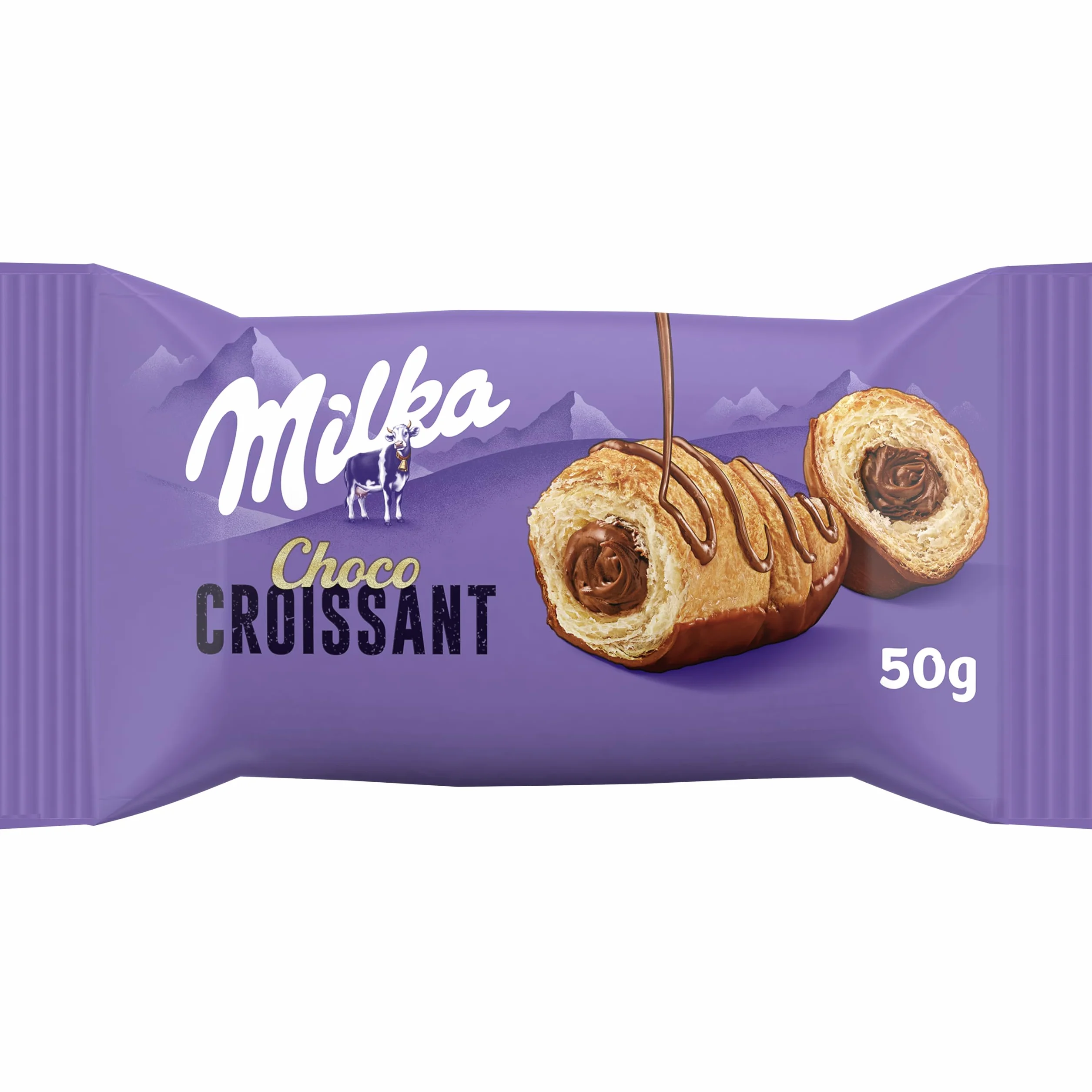 Milka Croissant Chocolate con Relleno de Chocolate con Leche de los Alpes, Pack 14 x 50 g