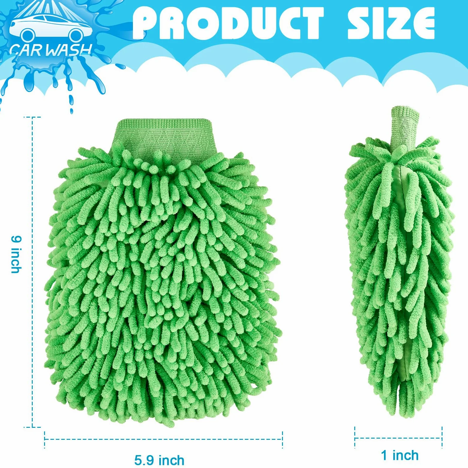 Toulite 16 manoplas de microfibra de felpilla de doble cara para lavado de coche, guantes de limpieza y secado (colores brillantes, 5.91 x 9.06 pulgadas)