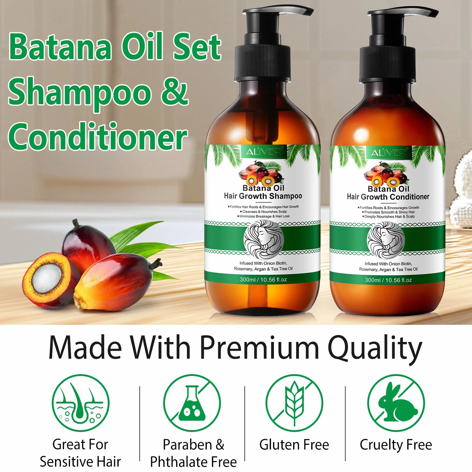 Batana Oil Shampoo und Conditioner Set, Clarificante Haarwachstumskur für dünendes Haar