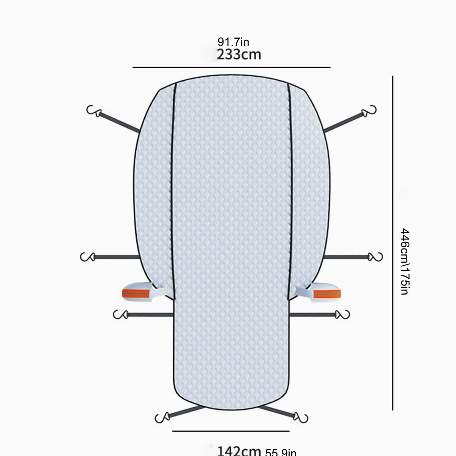 Parasol Coche Delantero, Parasol para Parabrisas de Coche para Todas Las Estaciones, Cobertura Total con Espejos Reflectantes Visibles por La Noche(175x91.7in/446x233cm)