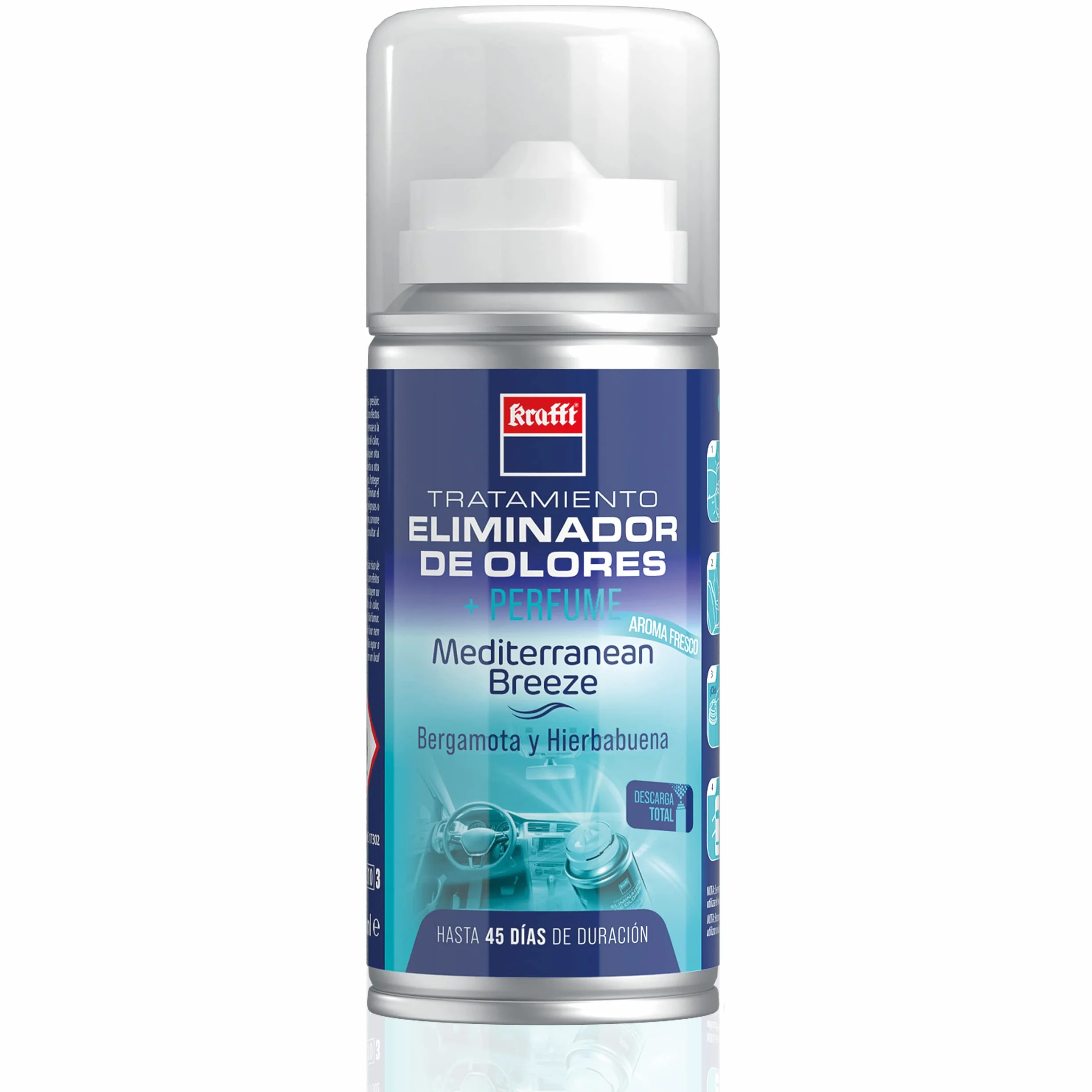 Krafft Ambientador Profesional – Eliminador de Olores de Vehículo – Duración hasta 45 Días – Tecnología Neo Pure de Doble Acción – Neutraliza Olores de Humedad, Tabaco y Mascotas – 150 ml