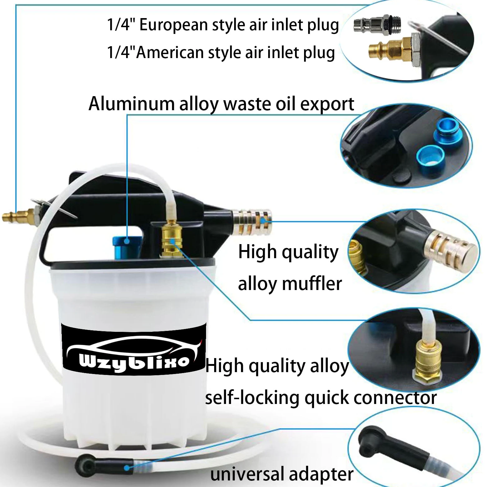 Kit de purga de frenos al vacío de 2 L con extractor de líquido de frenos y botella de repuesto de 1 L con adaptadores