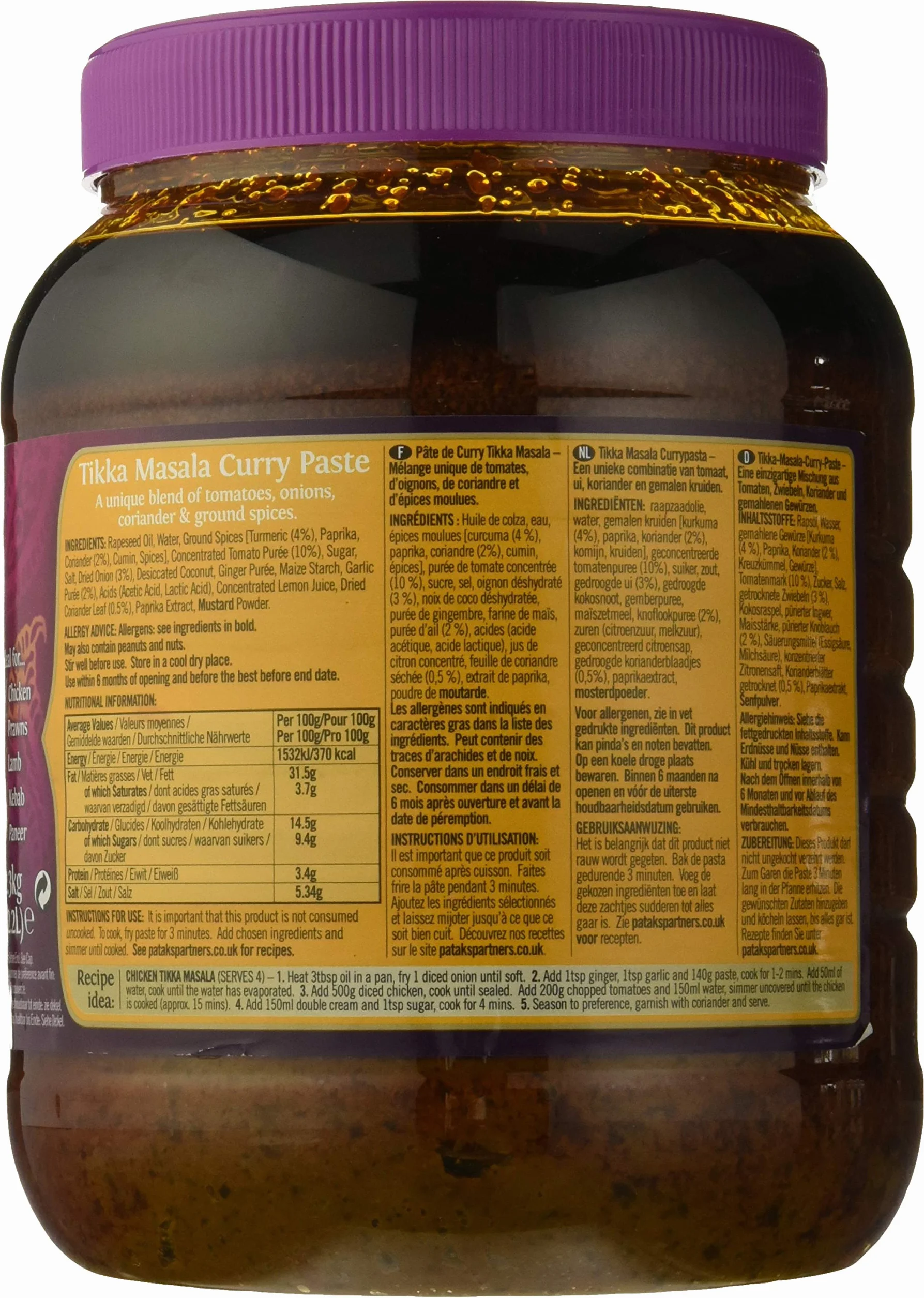 Patak's Tikka Massala Salsa de curry 2300 gr