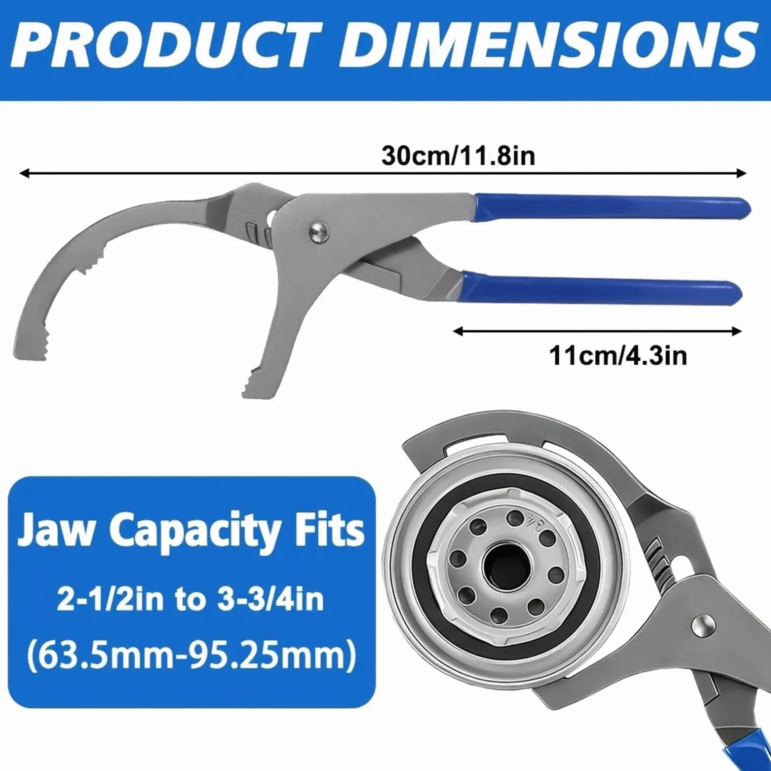 Llave Filtro Aceite Alicates for filtros de aceite | Alicates ajustables for filtro de aceite, herramienta de extracción ajustable de alta resistencia, 12 pulgadas