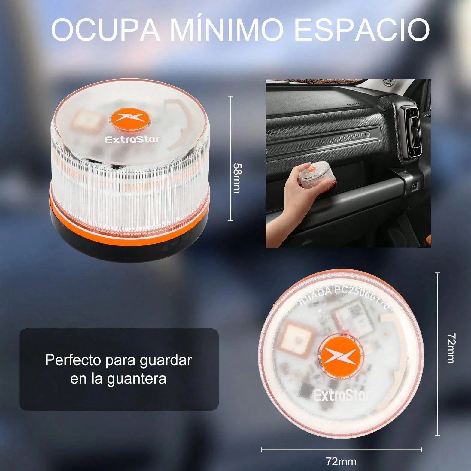 HIBRON EXTRASTAR Baliza V16 Homologada DGT con Geolocalización, Conectada 3.0, Datos hasta 12/2038