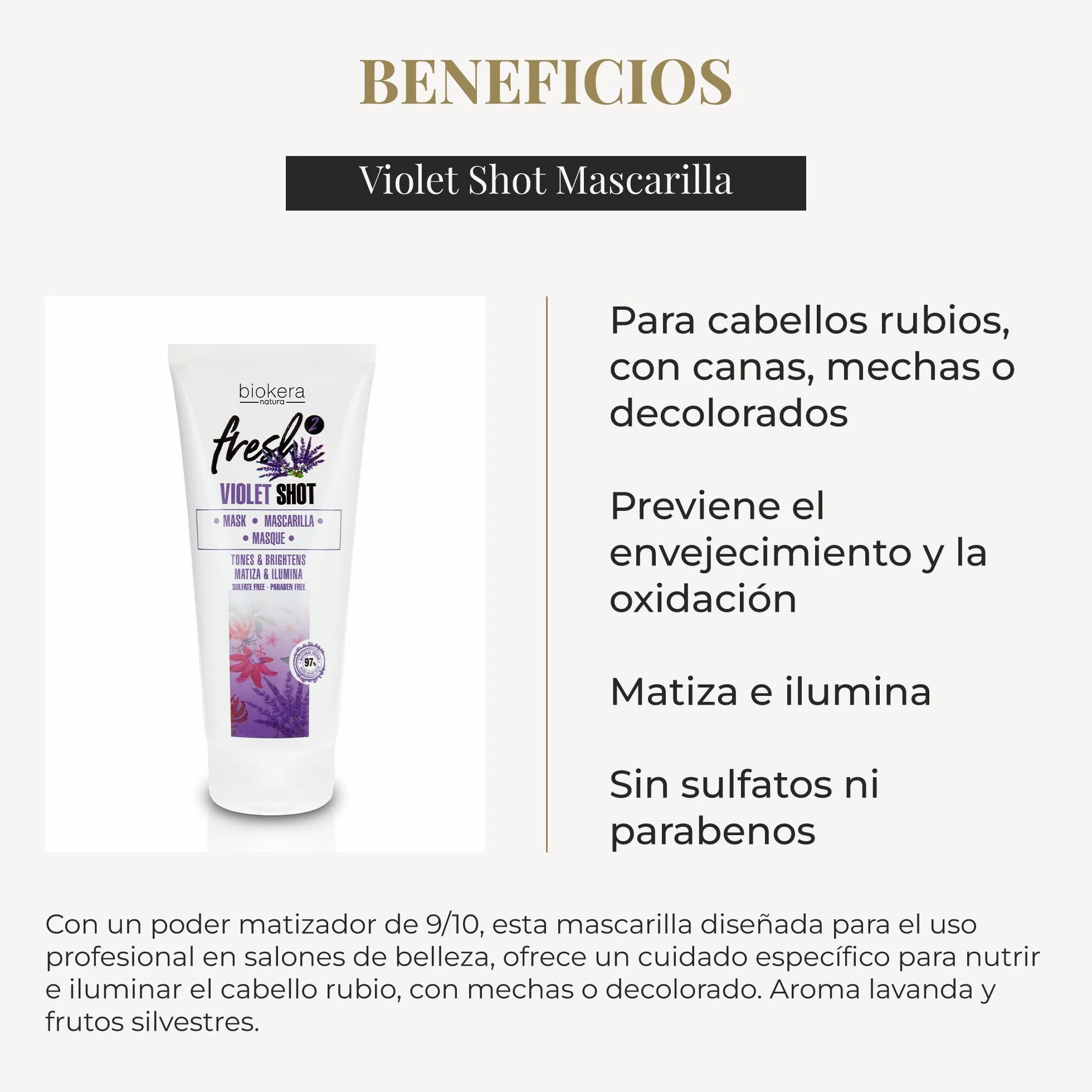 Biokera Fresh Violet Shot Mascarilla Matizadora 200 ml para Cabellos Rubios